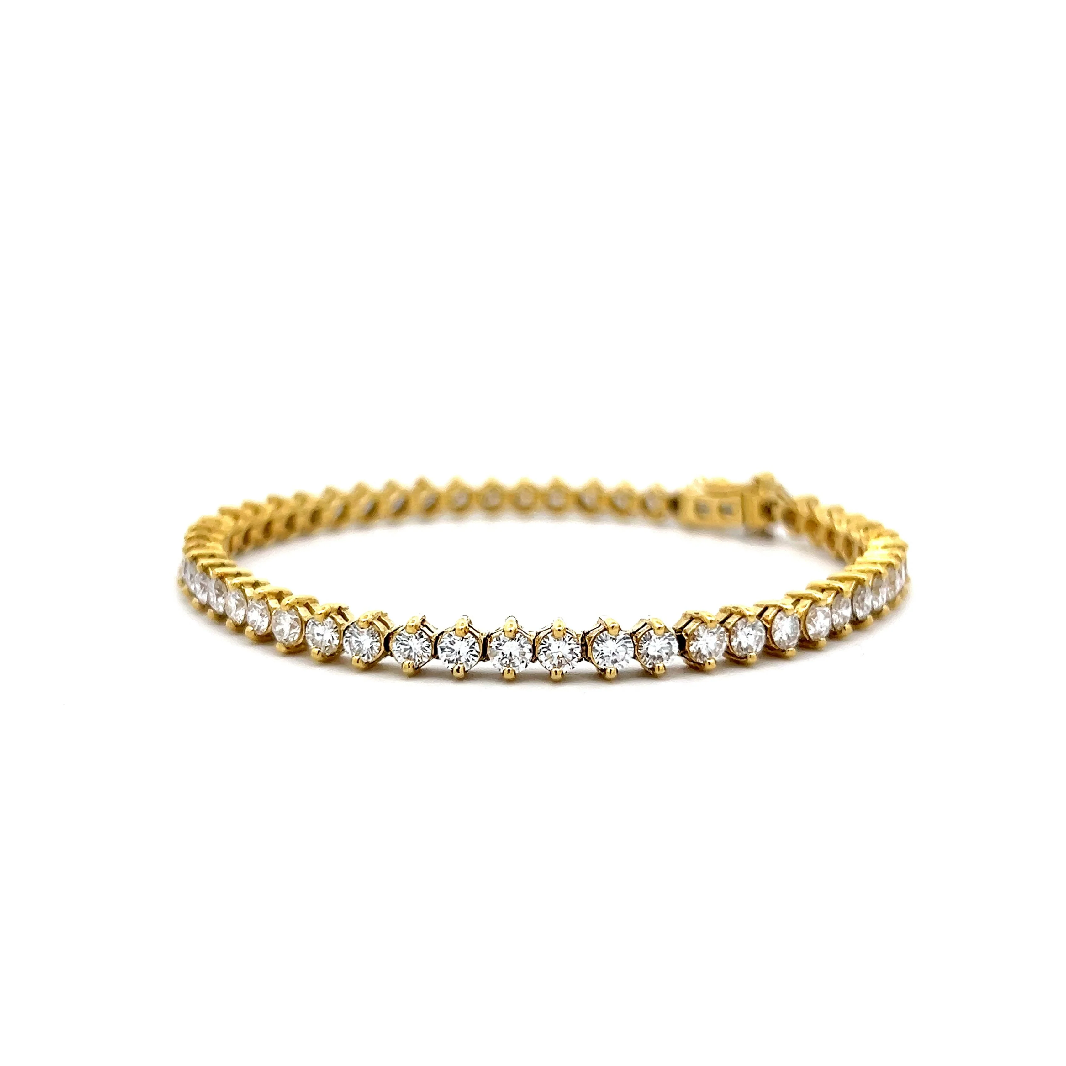 5.20 Round Diamond Tennis Bracelet in 14k Yellow Gold - Image 2