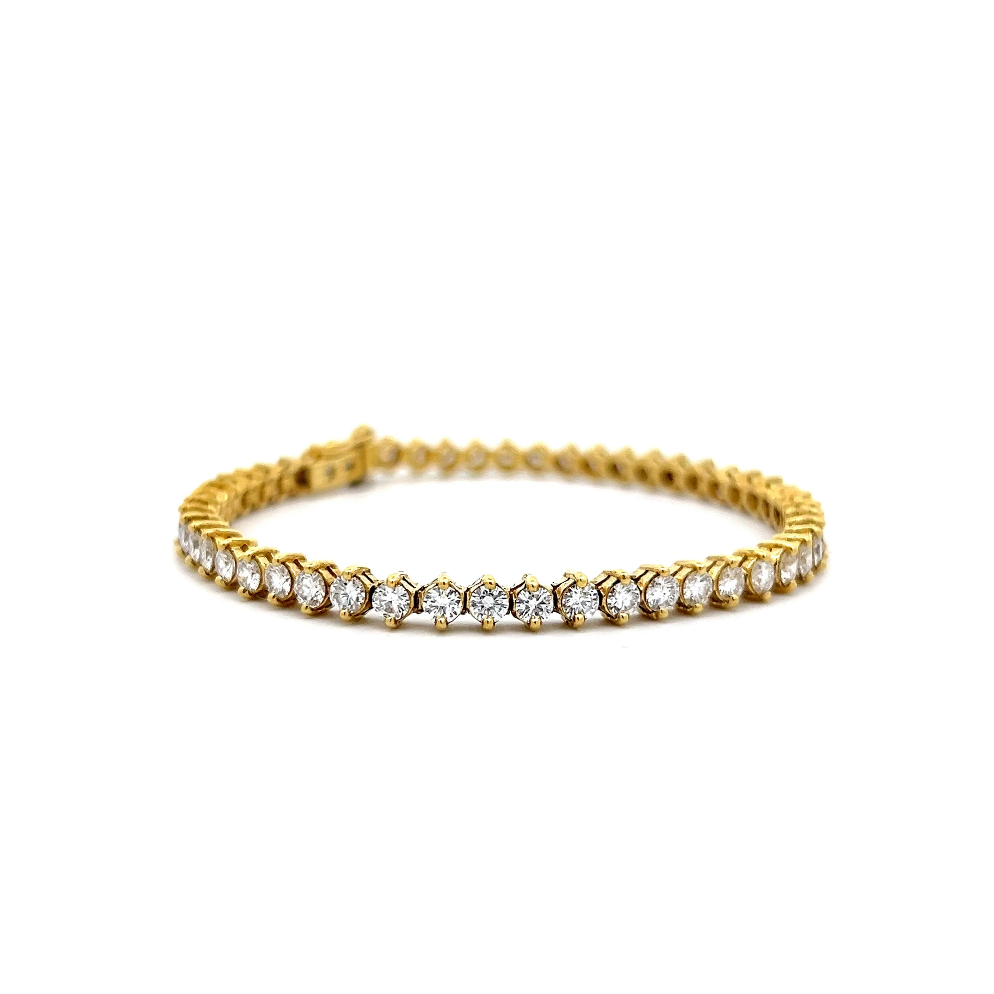 5.20 Round Diamond Tennis Bracelet in 14k Yellow Gold - Image 3