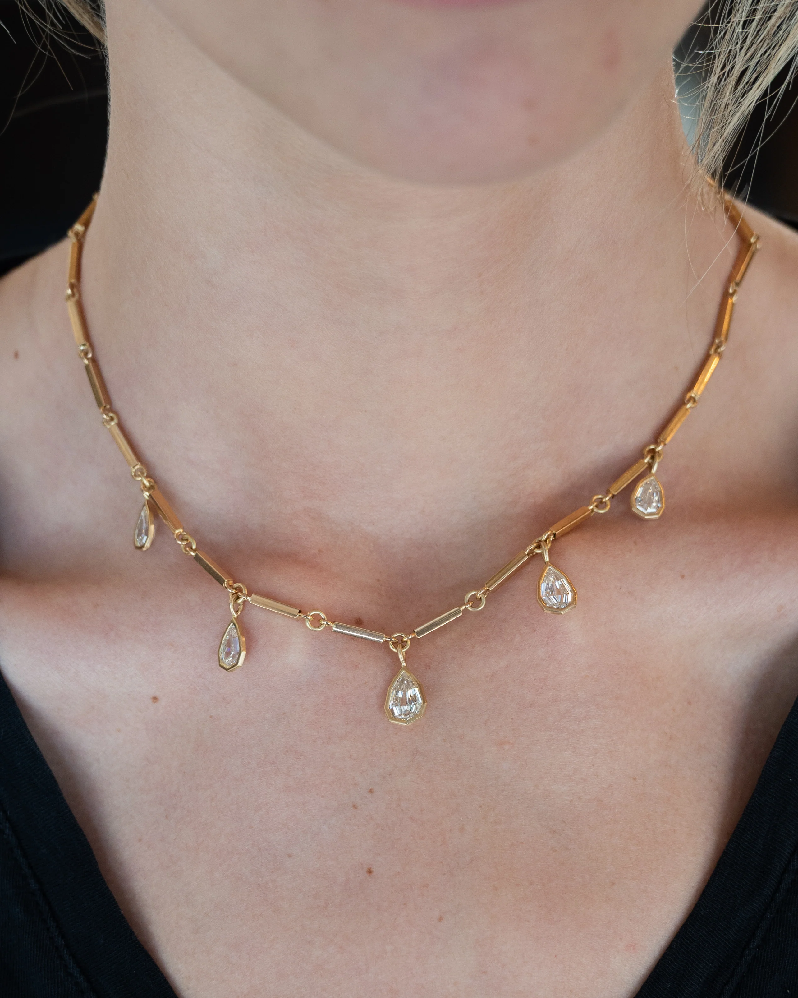 5.22 Pear Diamond Drop Necklace 18k Yellow Gold - Image 6