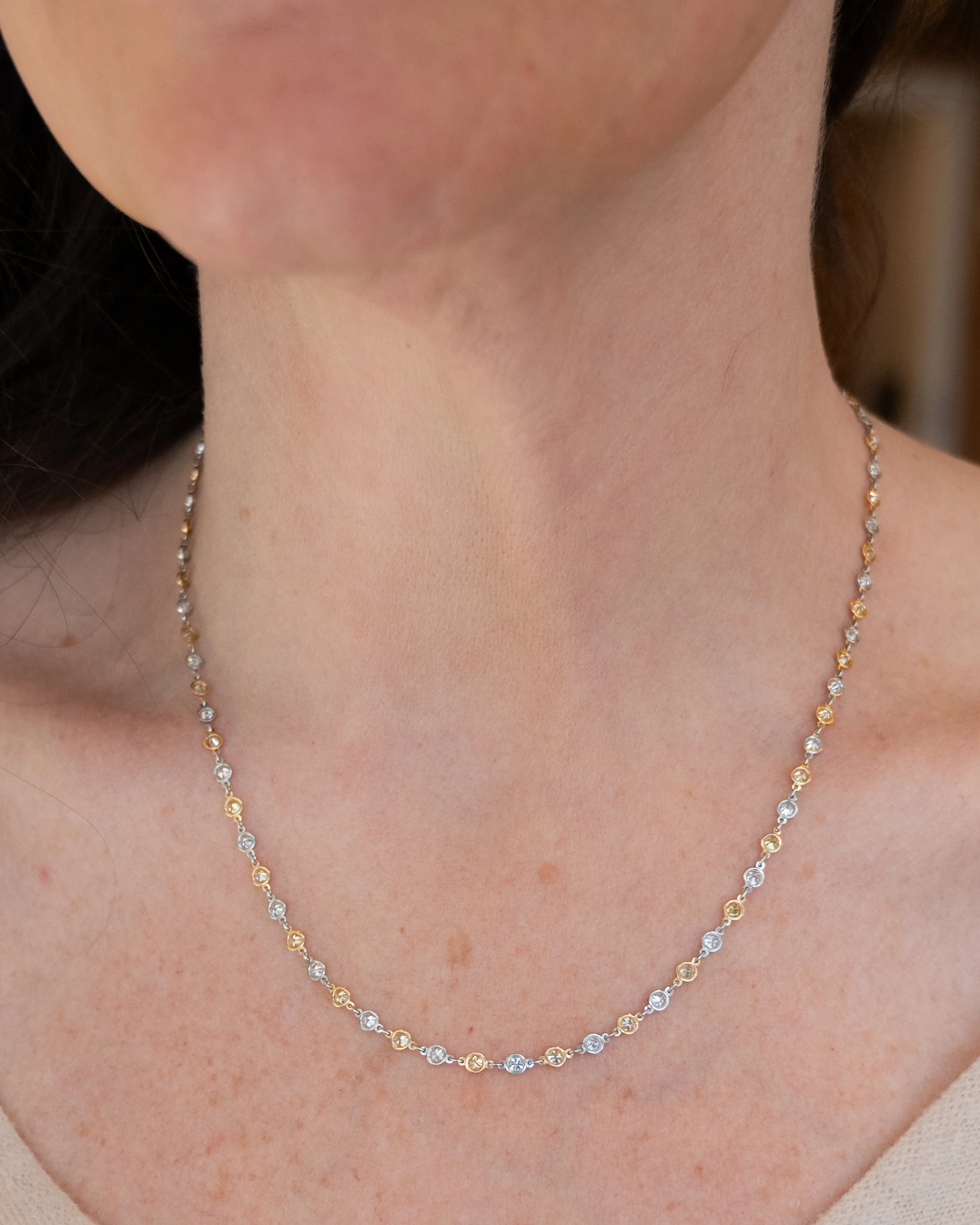 5.23 Diamond Two-Tone Necklace in 18k & Platinum - Image 6