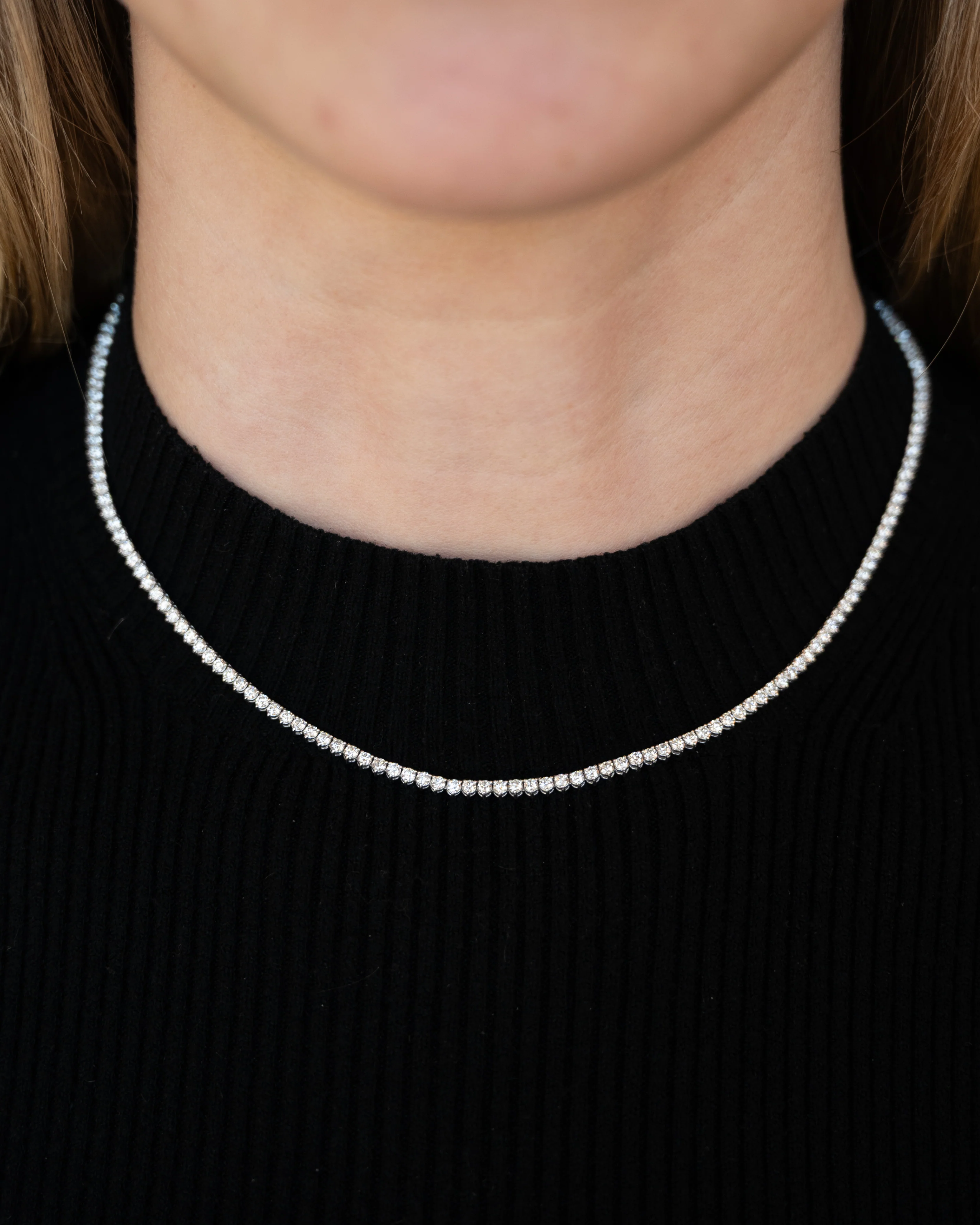 5.25 Diamond Tennis Necklace 14k White Gold - Image 5