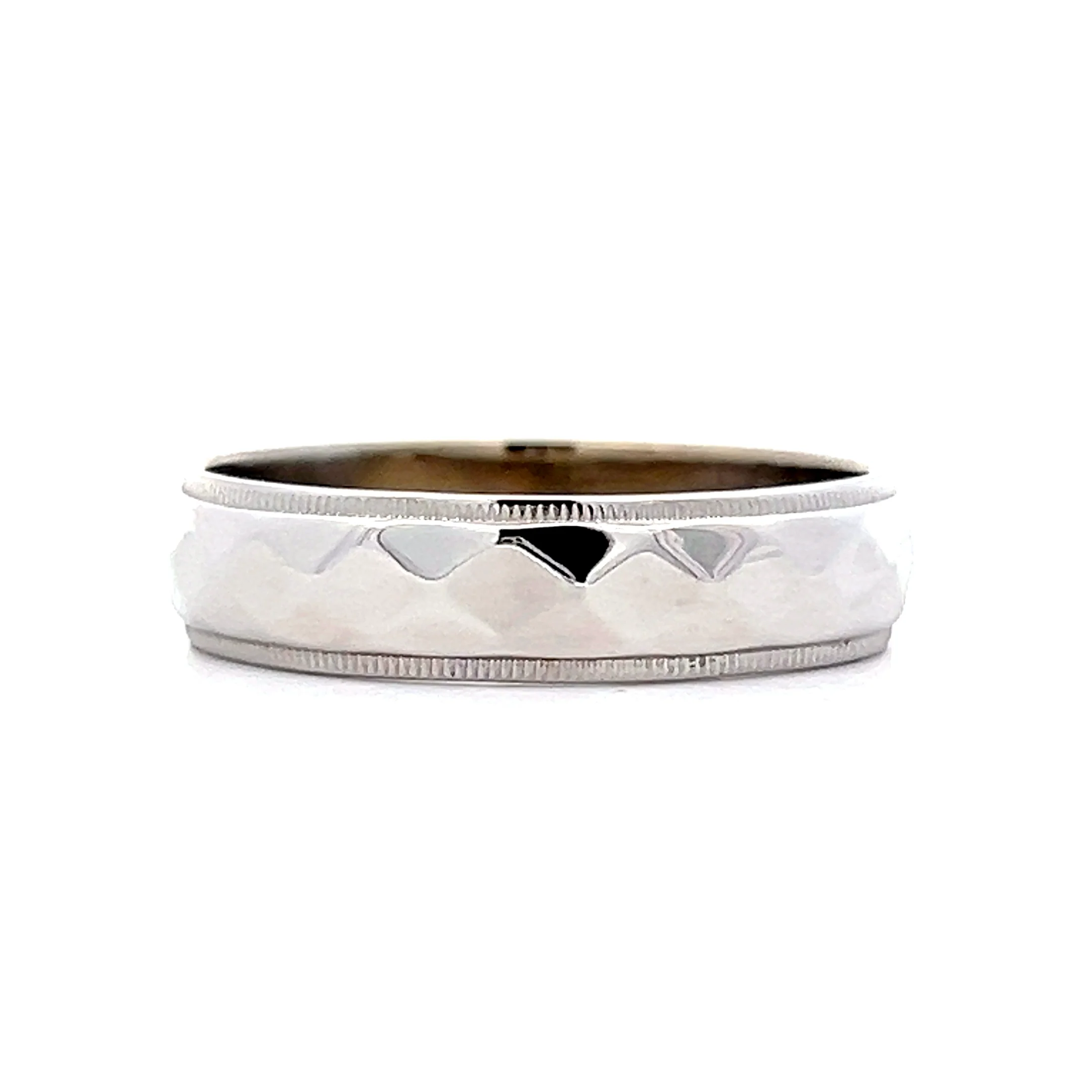 5.25mm Diamond Cut Pattern Band in 14k White Gold - Image 2