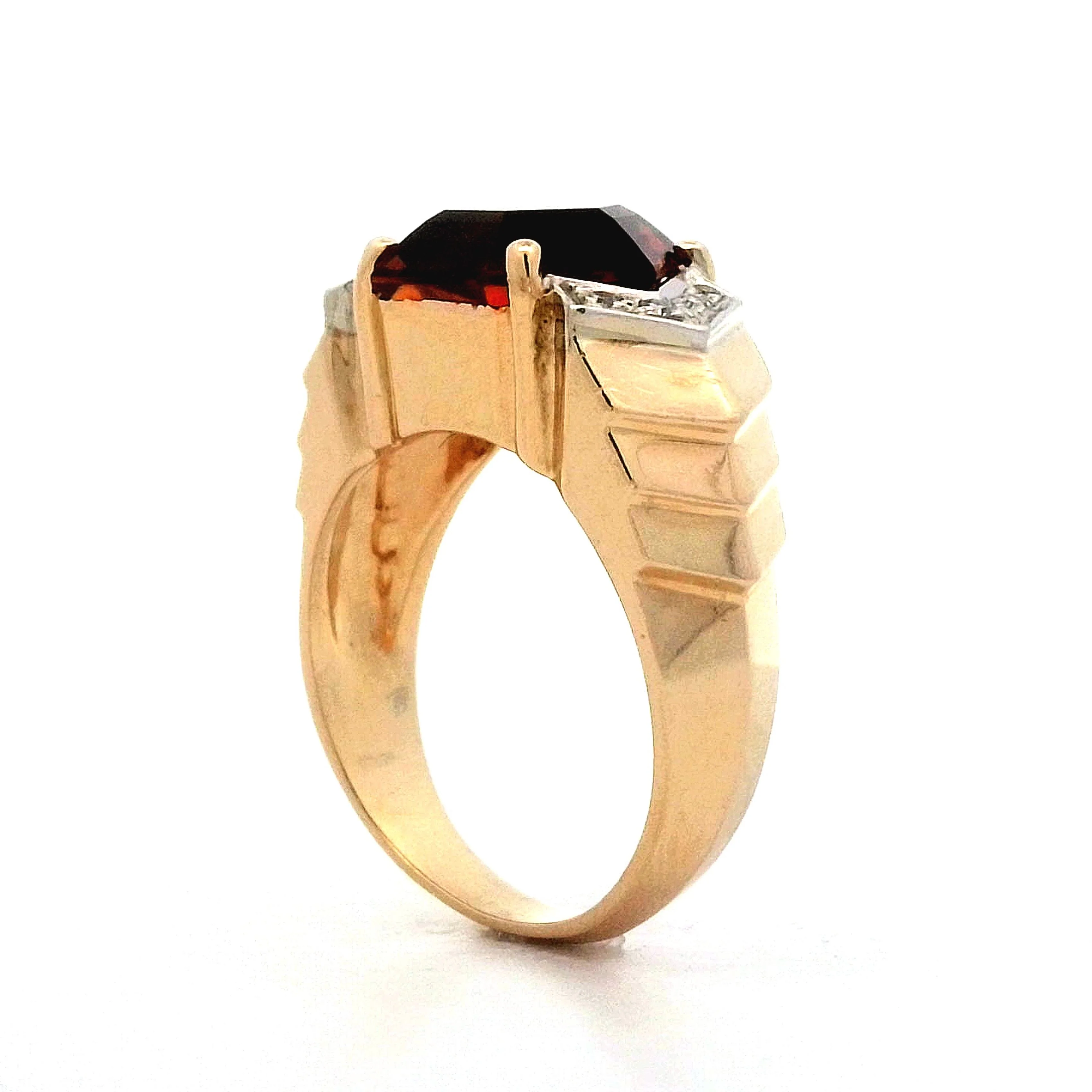 5.30 Hexagon Citrine Cocktail Ring in 14k Yellow Gold - Image 5