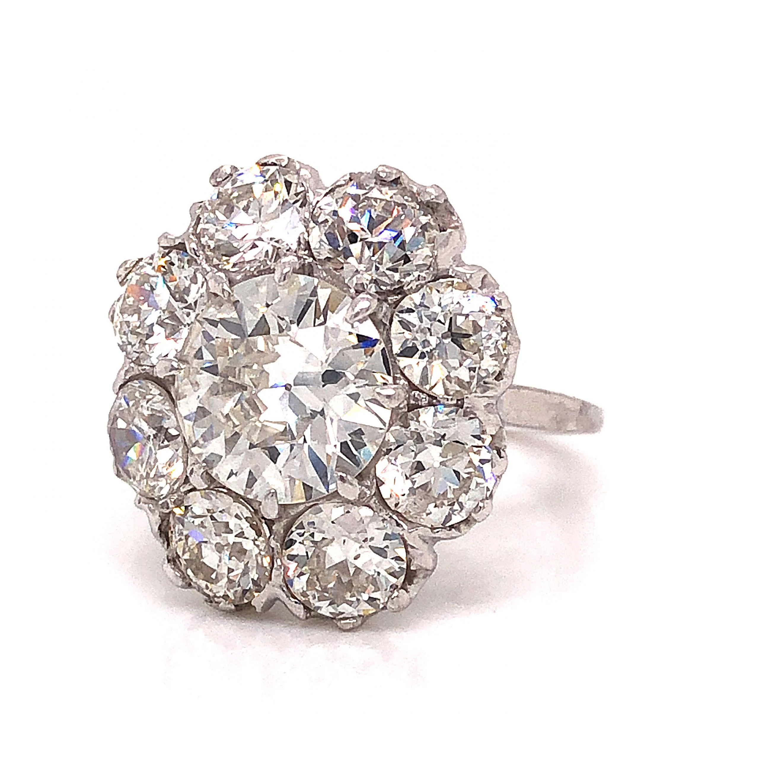 5.31 Art Deco Diamond Cluster Engagement Ring in Platinum - Image 2