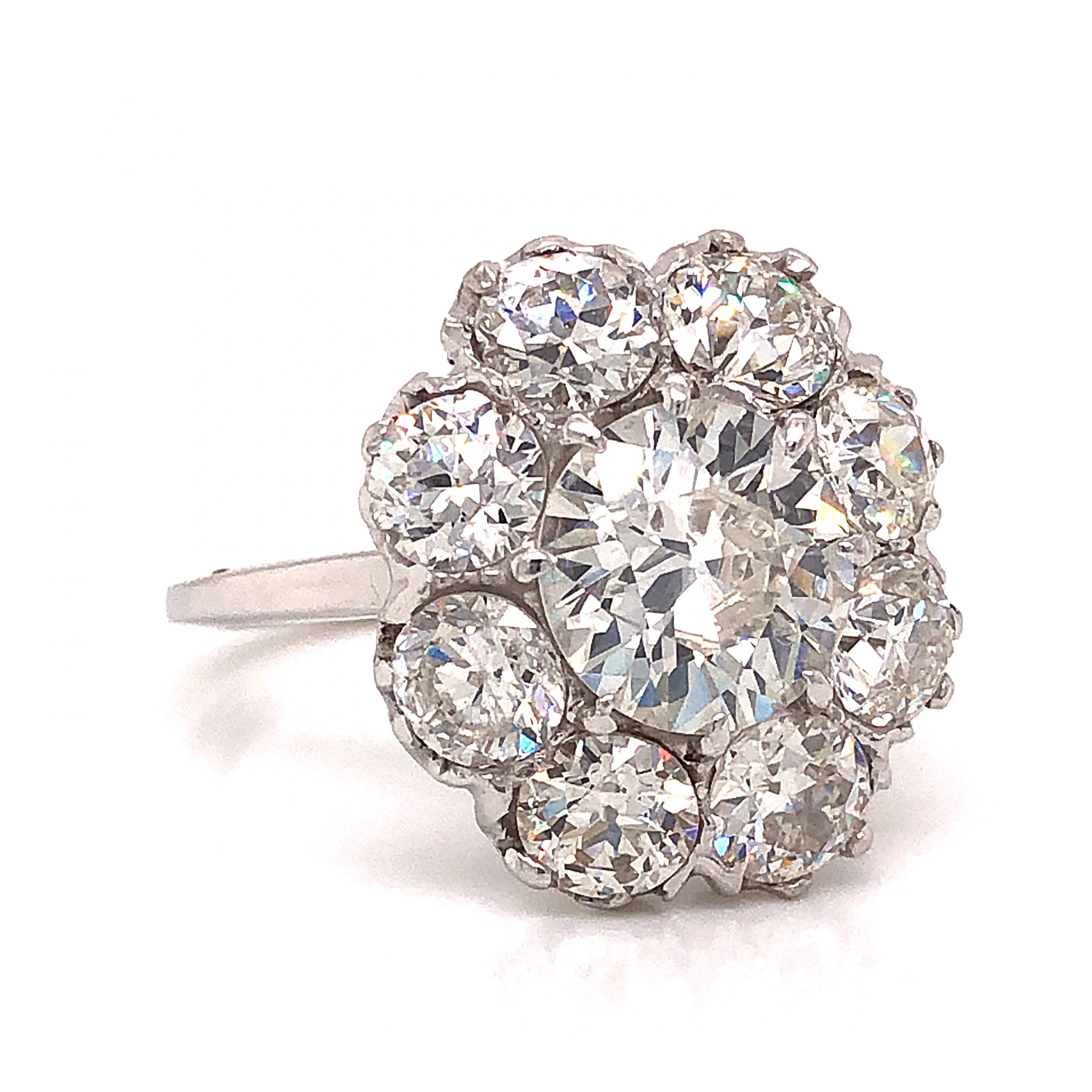 5.31 Art Deco Diamond Cluster Engagement Ring in Platinum - Image 3
