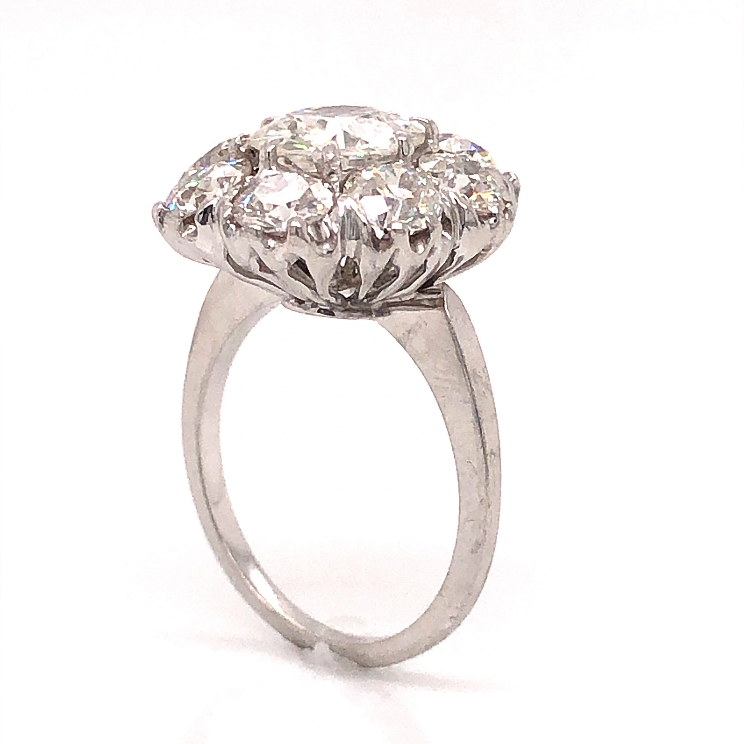 5.31 Art Deco Diamond Cluster Engagement Ring in Platinum - Image 4