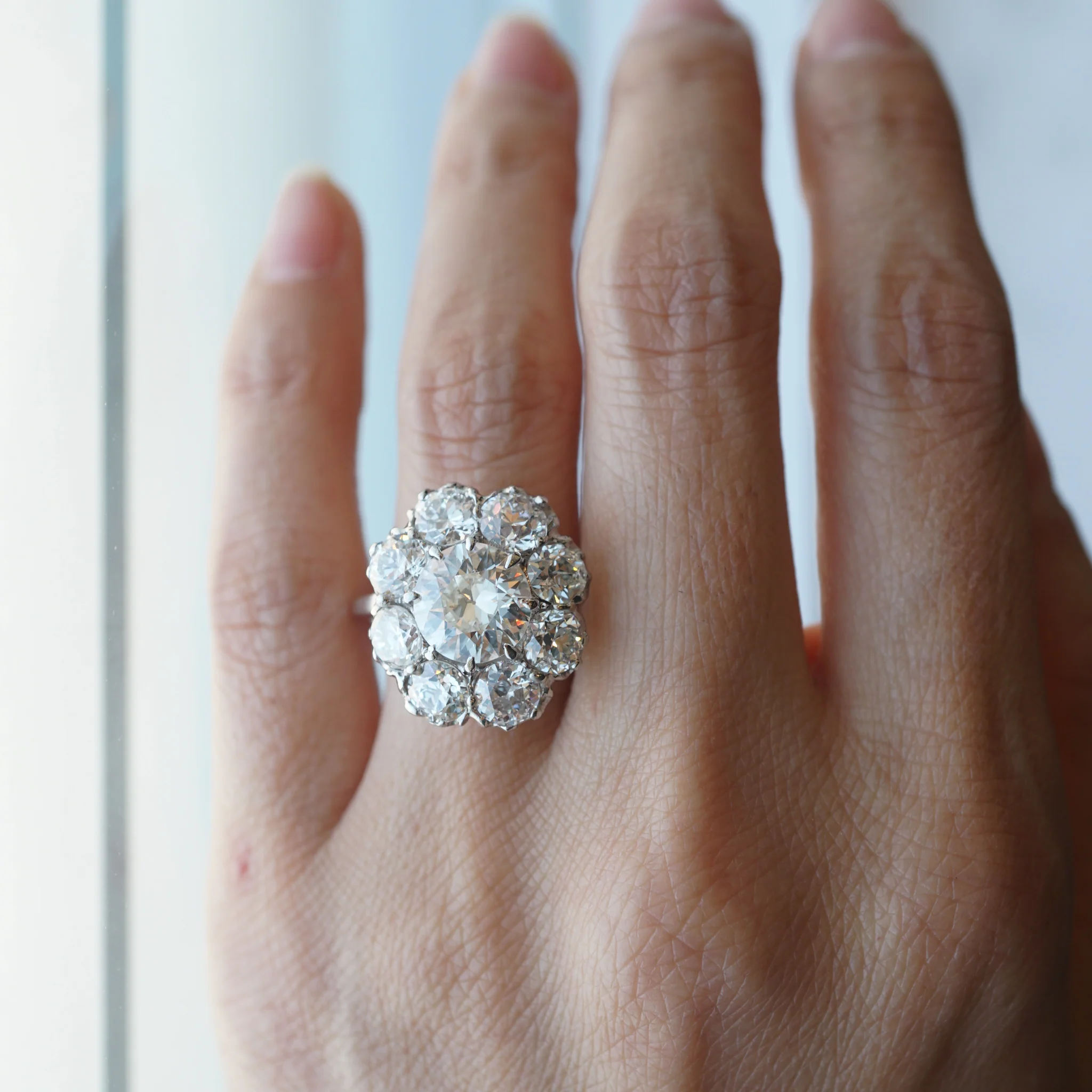 5.31 Art Deco Diamond Cluster Engagement Ring in Platinum - Image 6