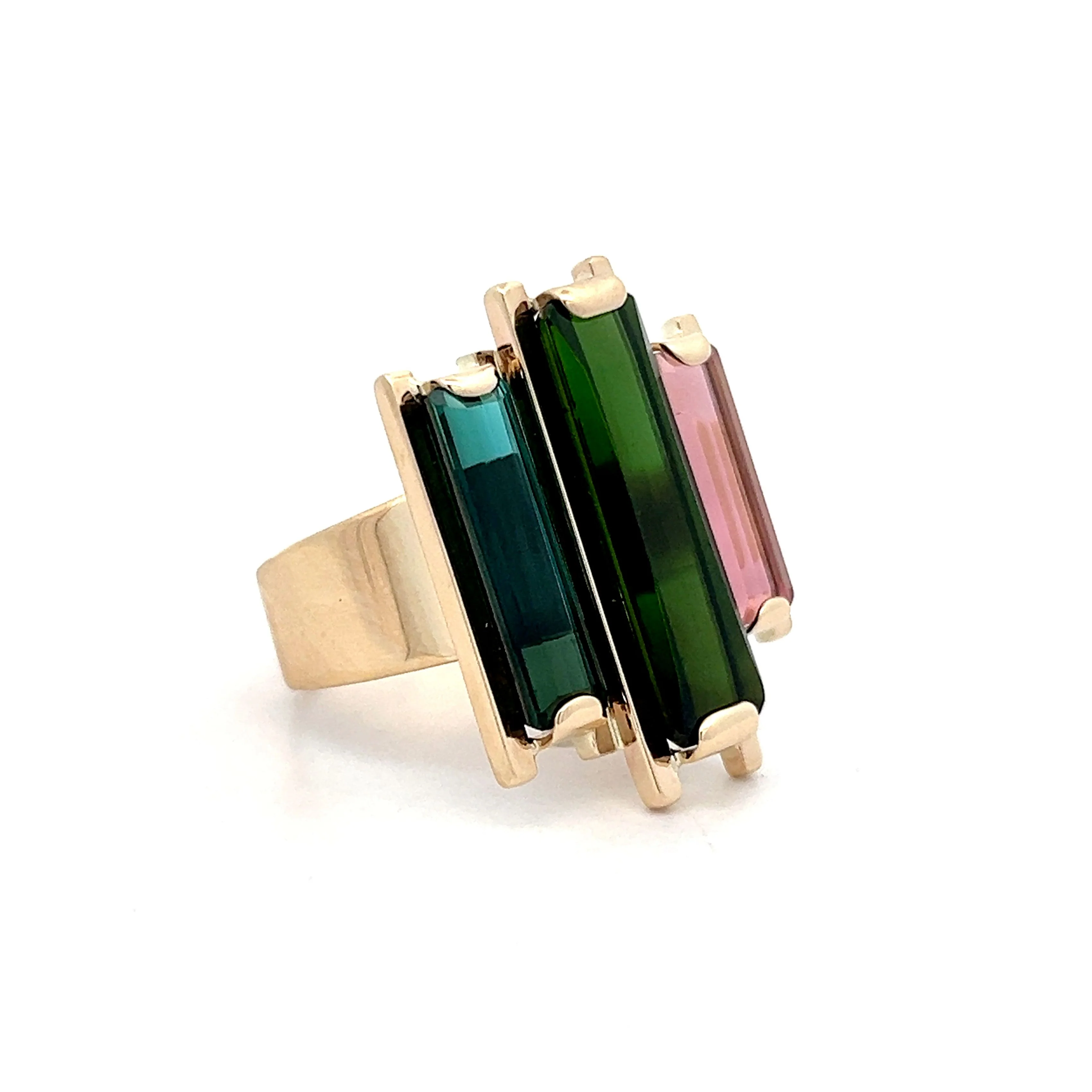 5.40 Emerald Cut Tourmaline Cocktail Ring in 14k - Image 3