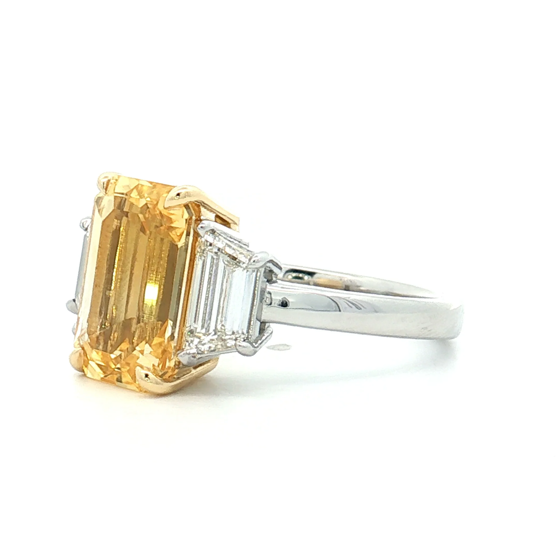 5.51 Emerald Cut Yellow Sapphire Engagement Ring 18k - Image 2