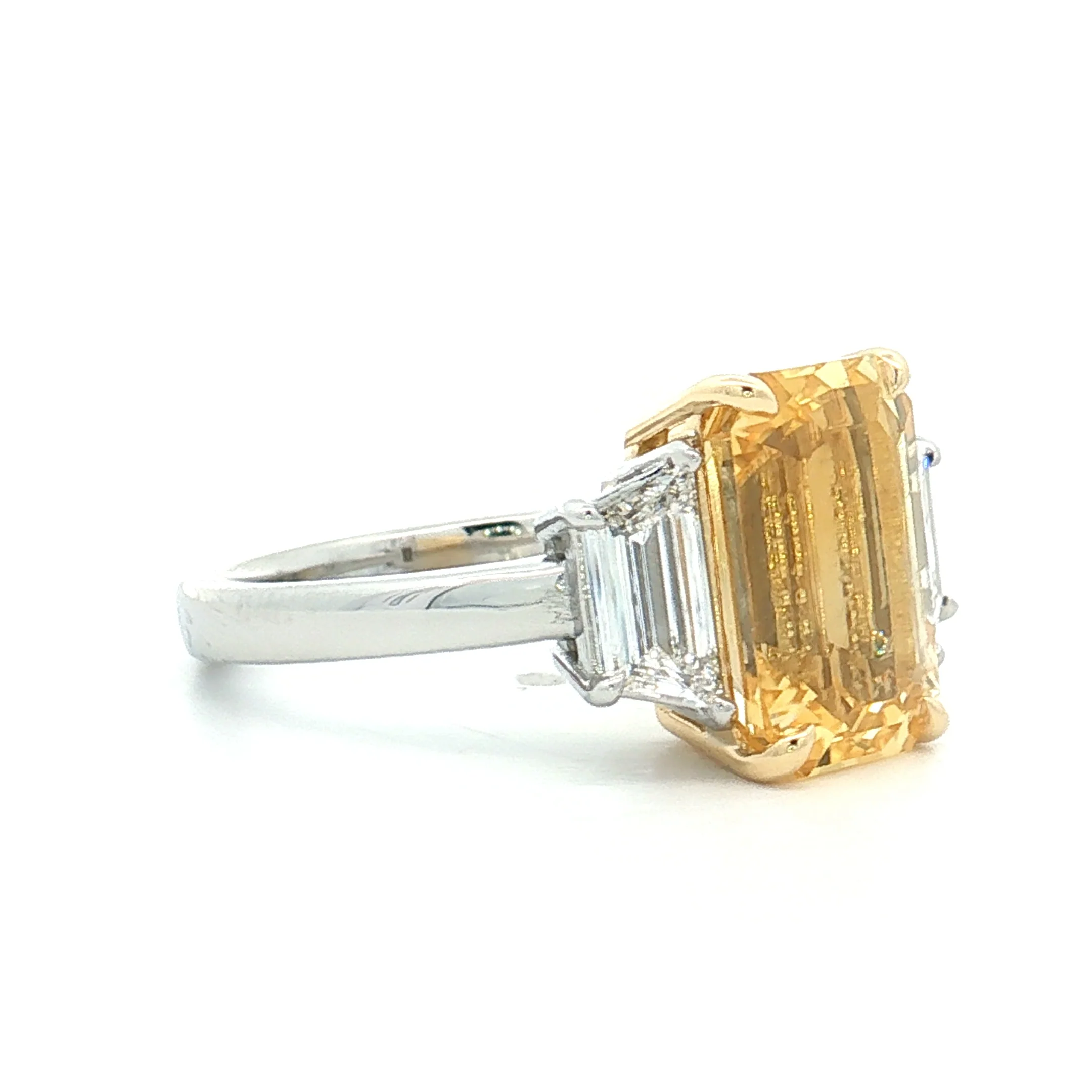 5.51 Emerald Cut Yellow Sapphire Engagement Ring 18k - Image 3