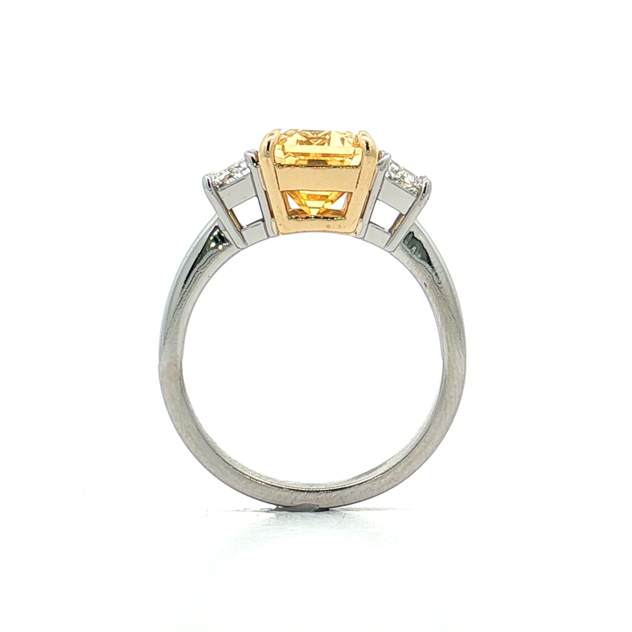5.51 Emerald Cut Yellow Sapphire Engagement Ring 18k - Image 4