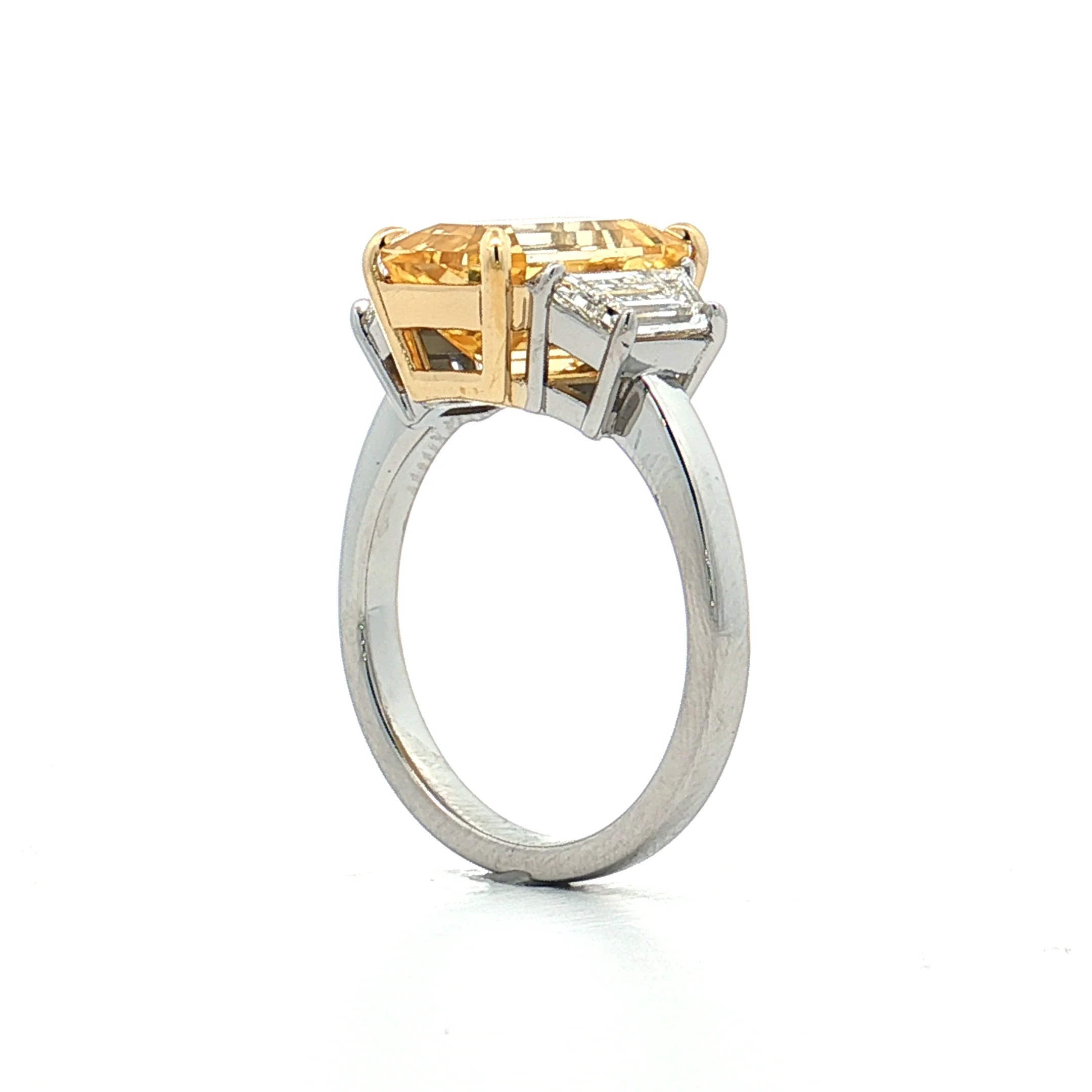 5.51 Emerald Cut Yellow Sapphire Engagement Ring 18k - Image 5