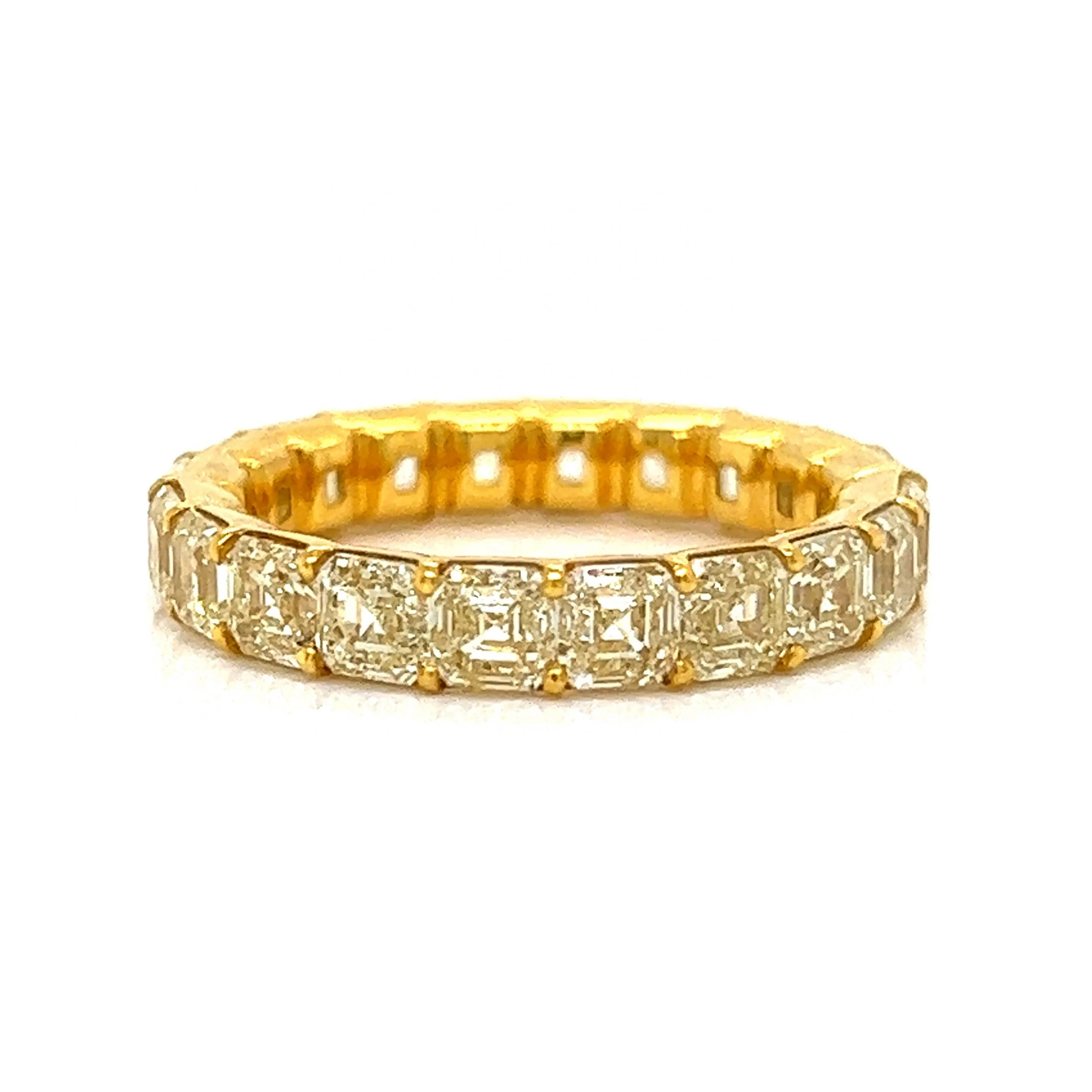 5.56 Fancy Yellow Asscher Cut Diamond Eternity Band in 18k - Image 2