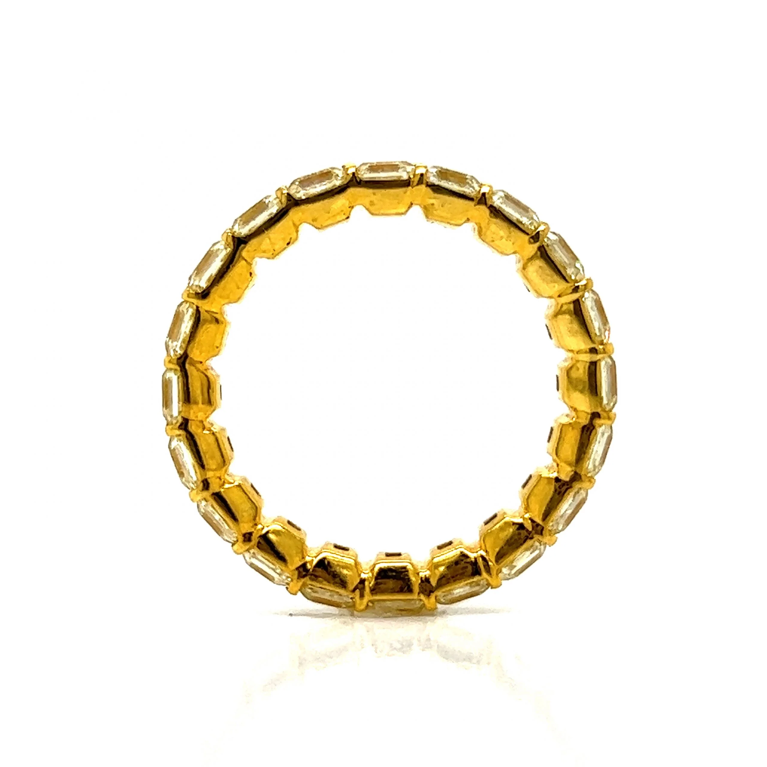 5.56 Fancy Yellow Asscher Cut Diamond Eternity Band in 18k - Image 4