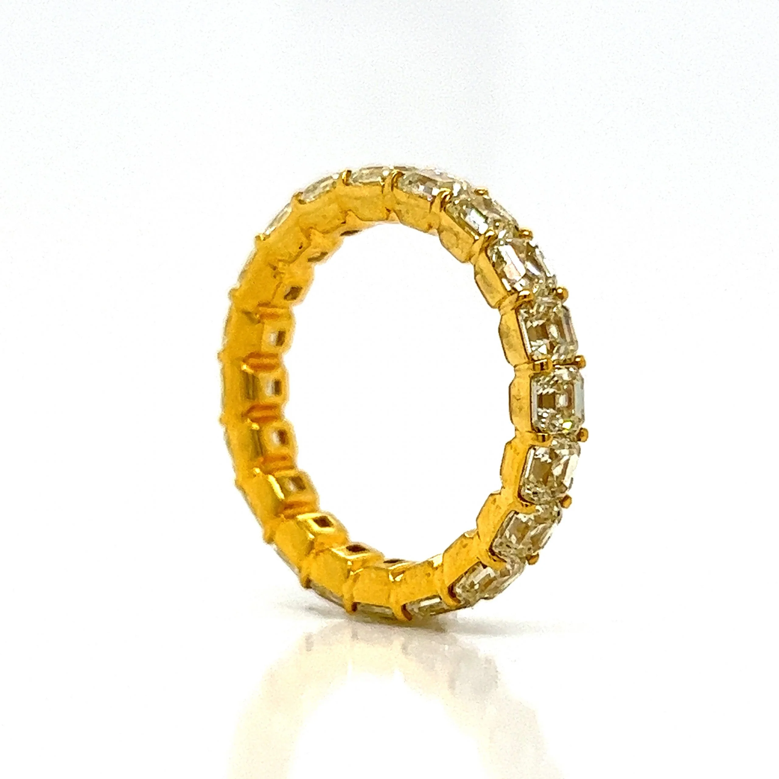 5.56 Fancy Yellow Asscher Cut Diamond Eternity Band in 18k - Image 5