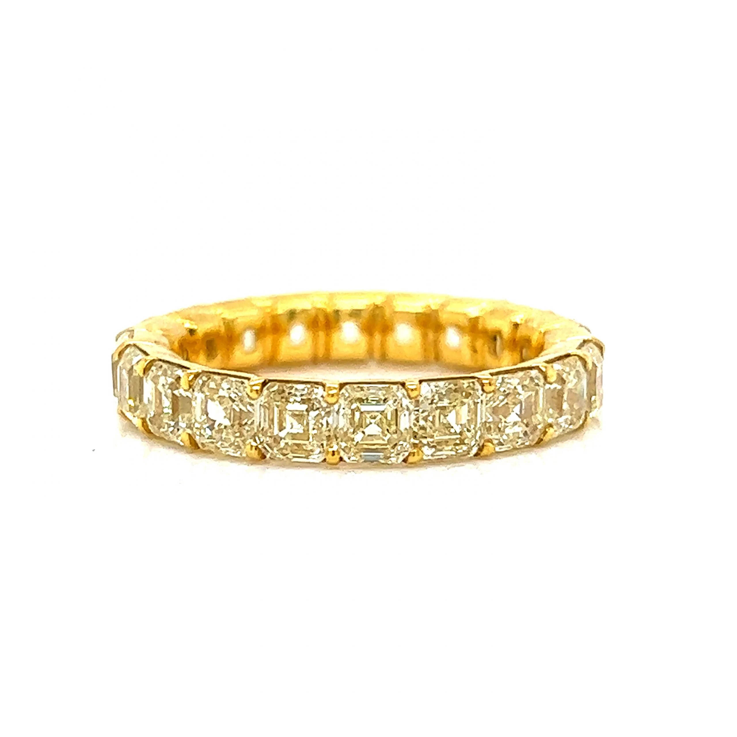 5.58 Fancy Yellow Asscher Cut Diamond Eternity Band in 18k - Image 2