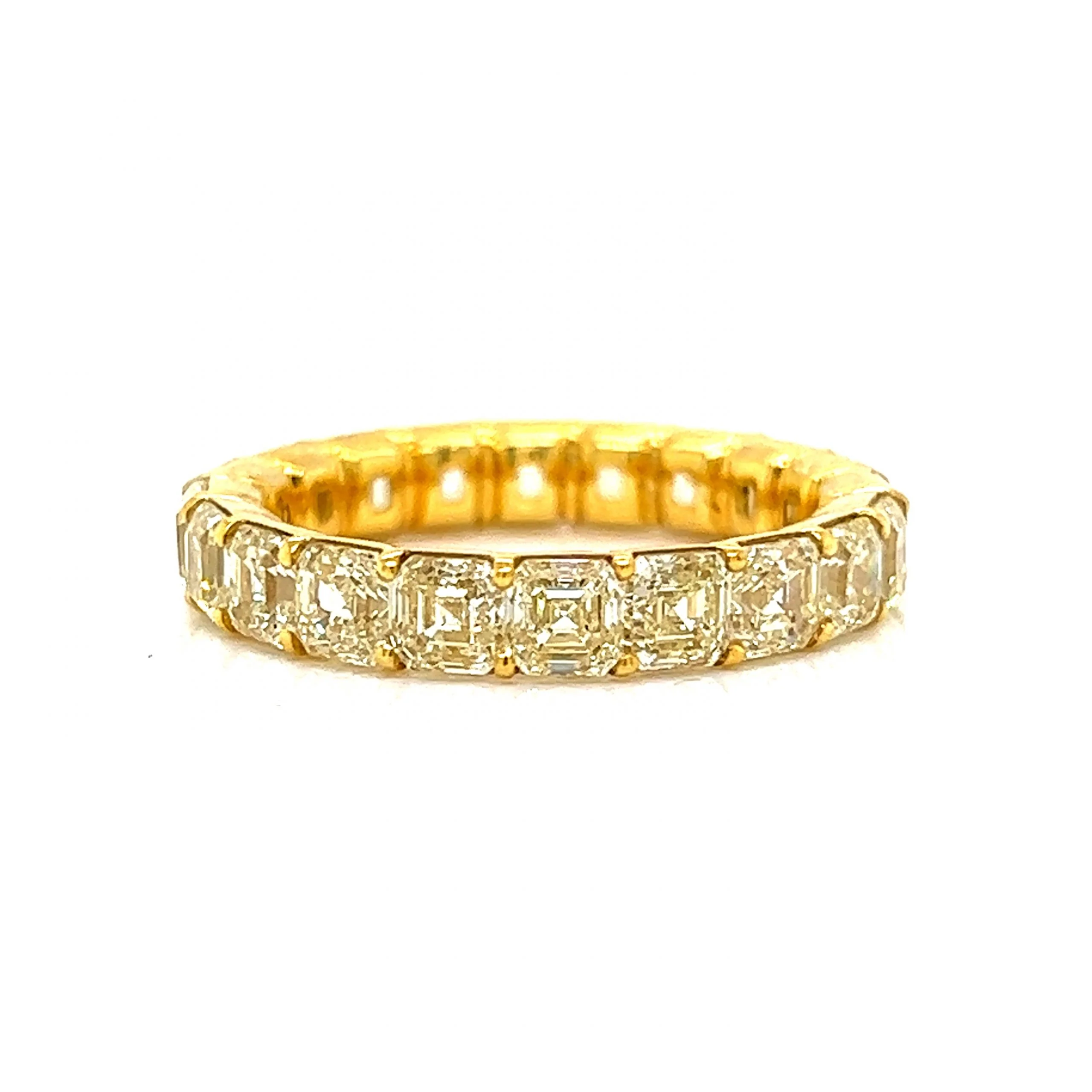 5.58 Fancy Yellow Asscher Cut Diamond Eternity Band in 18k - Image 3