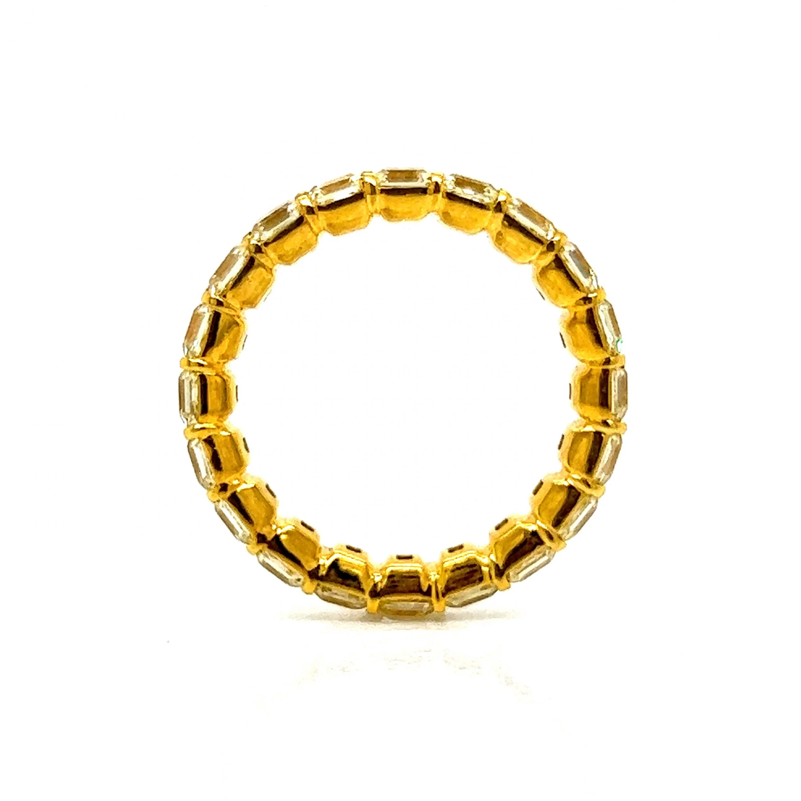 5.58 Fancy Yellow Asscher Cut Diamond Eternity Band in 18k - Image 4