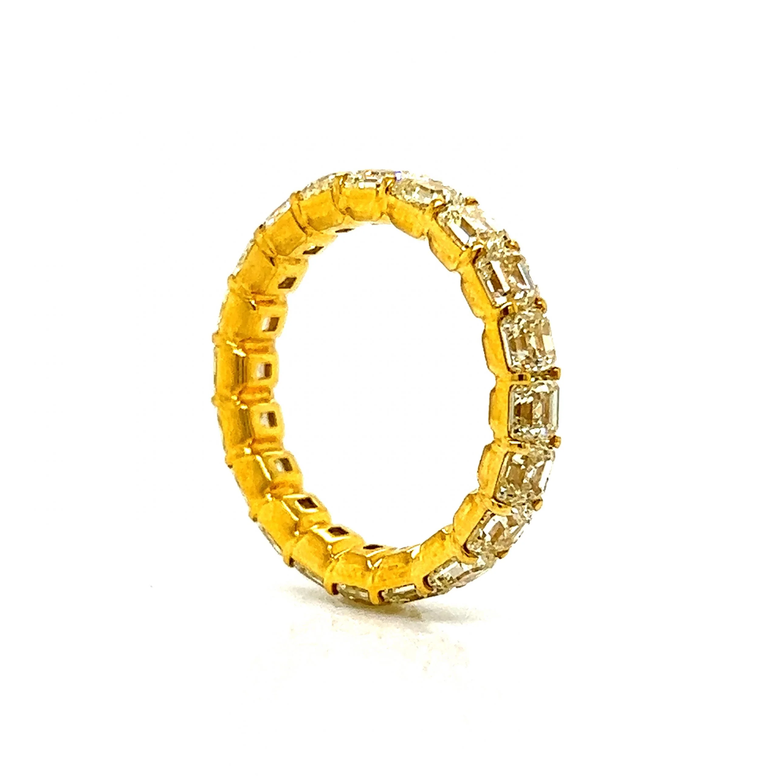 5.58 Fancy Yellow Asscher Cut Diamond Eternity Band in 18k - Image 5