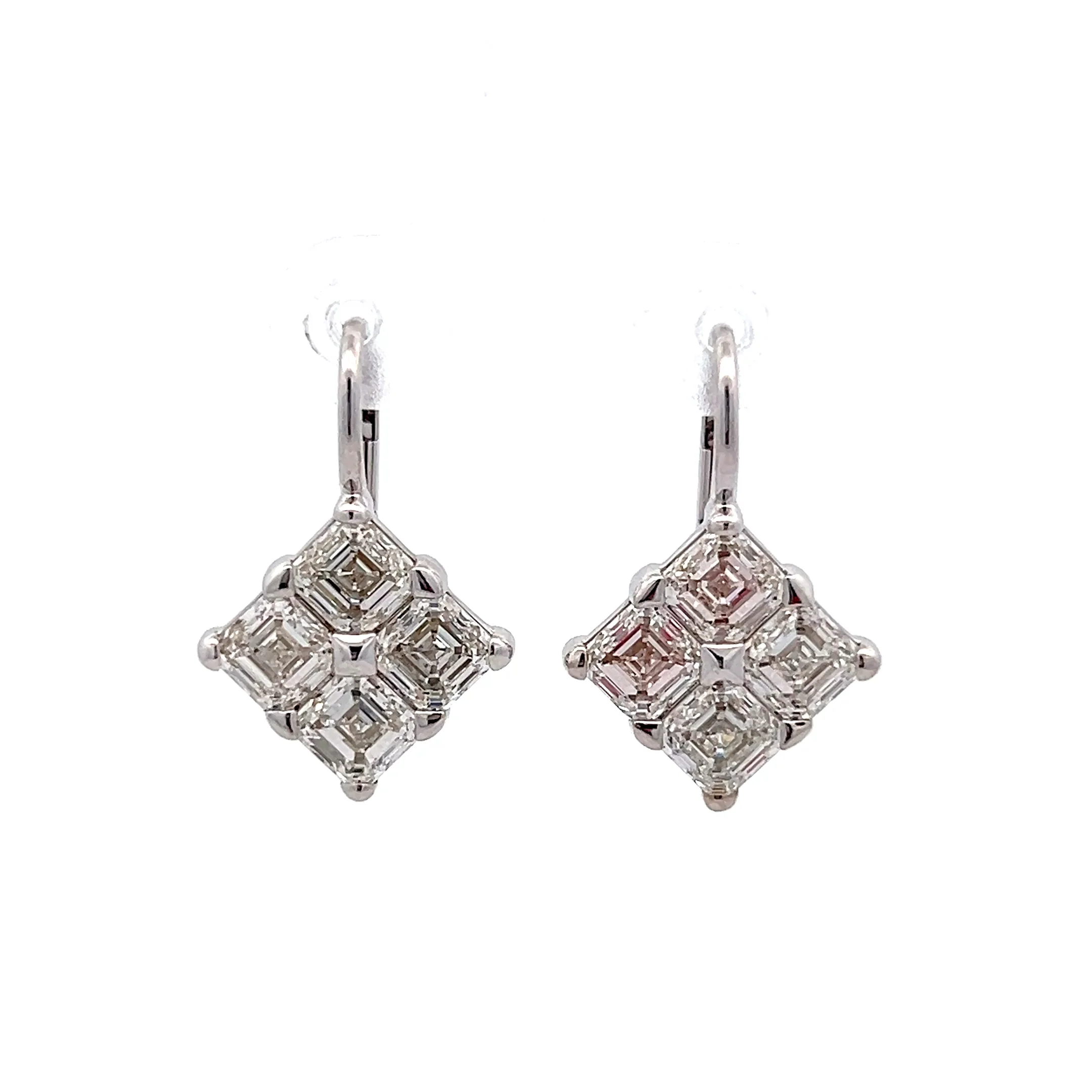5.61 Asscher Cut Diamond Drop Earrings in 18k