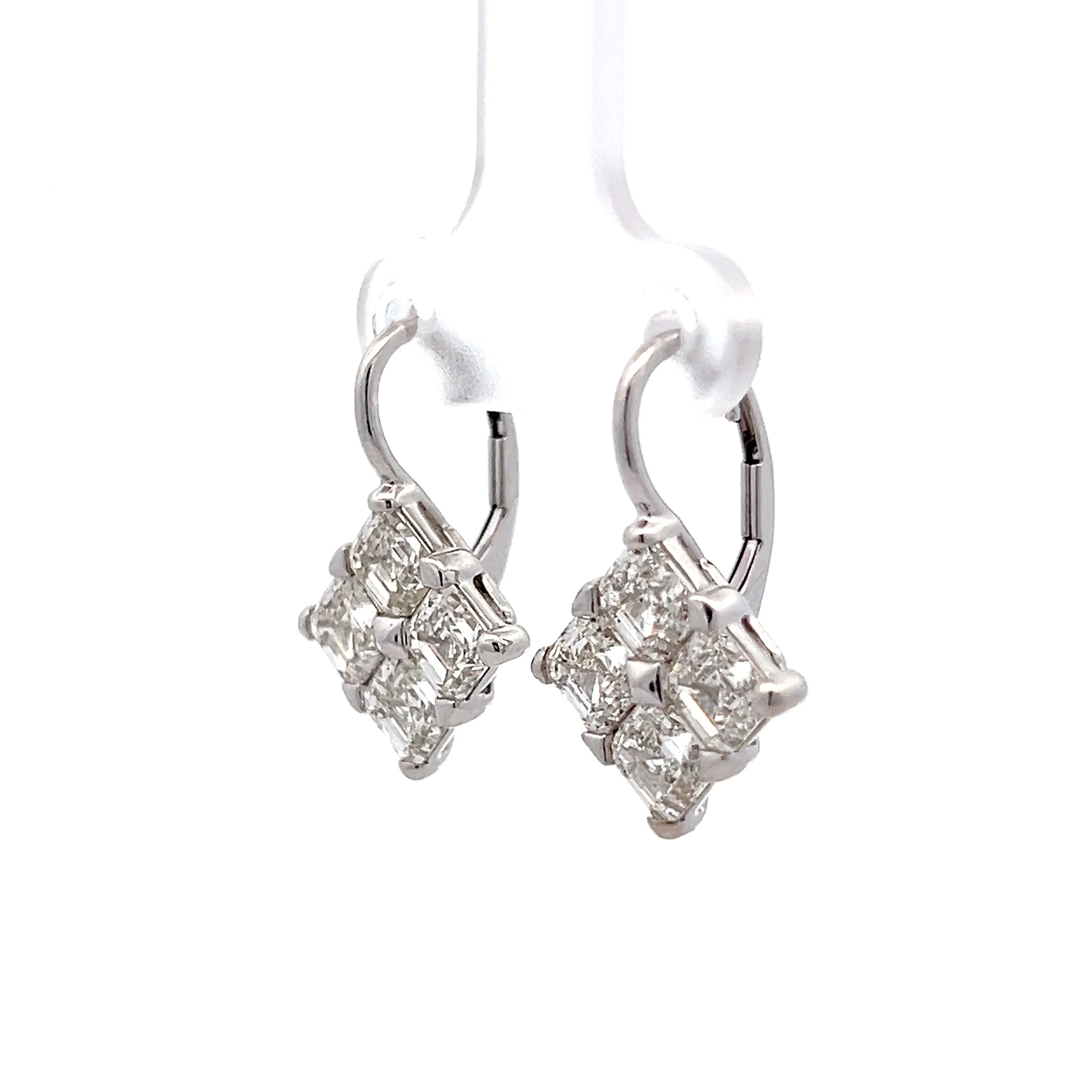 5.61 Asscher Cut Diamond Drop Earrings in 18k - Image 2