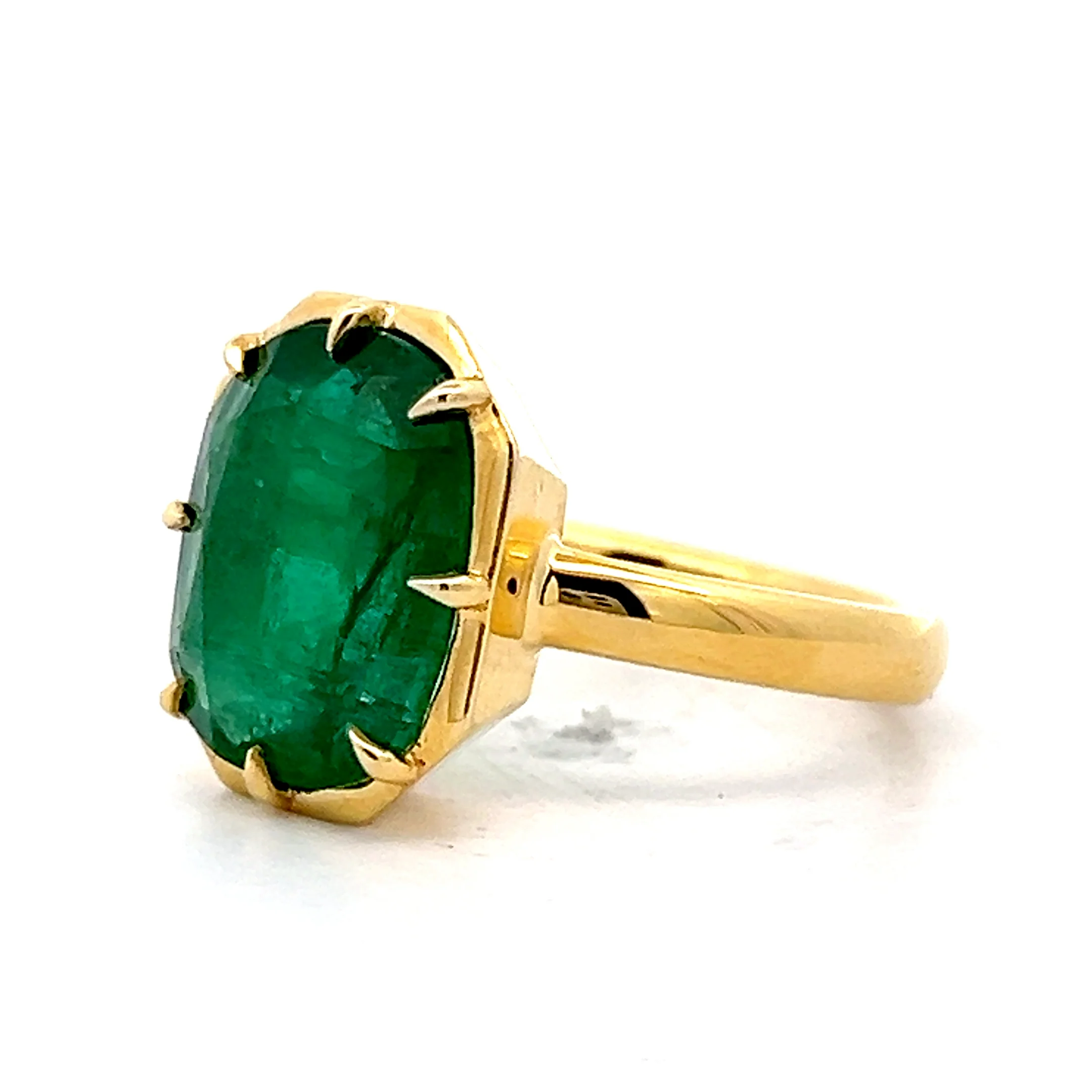 5.61 Cushion Cut Emerald Cocktail Ring in 18k - Image 2