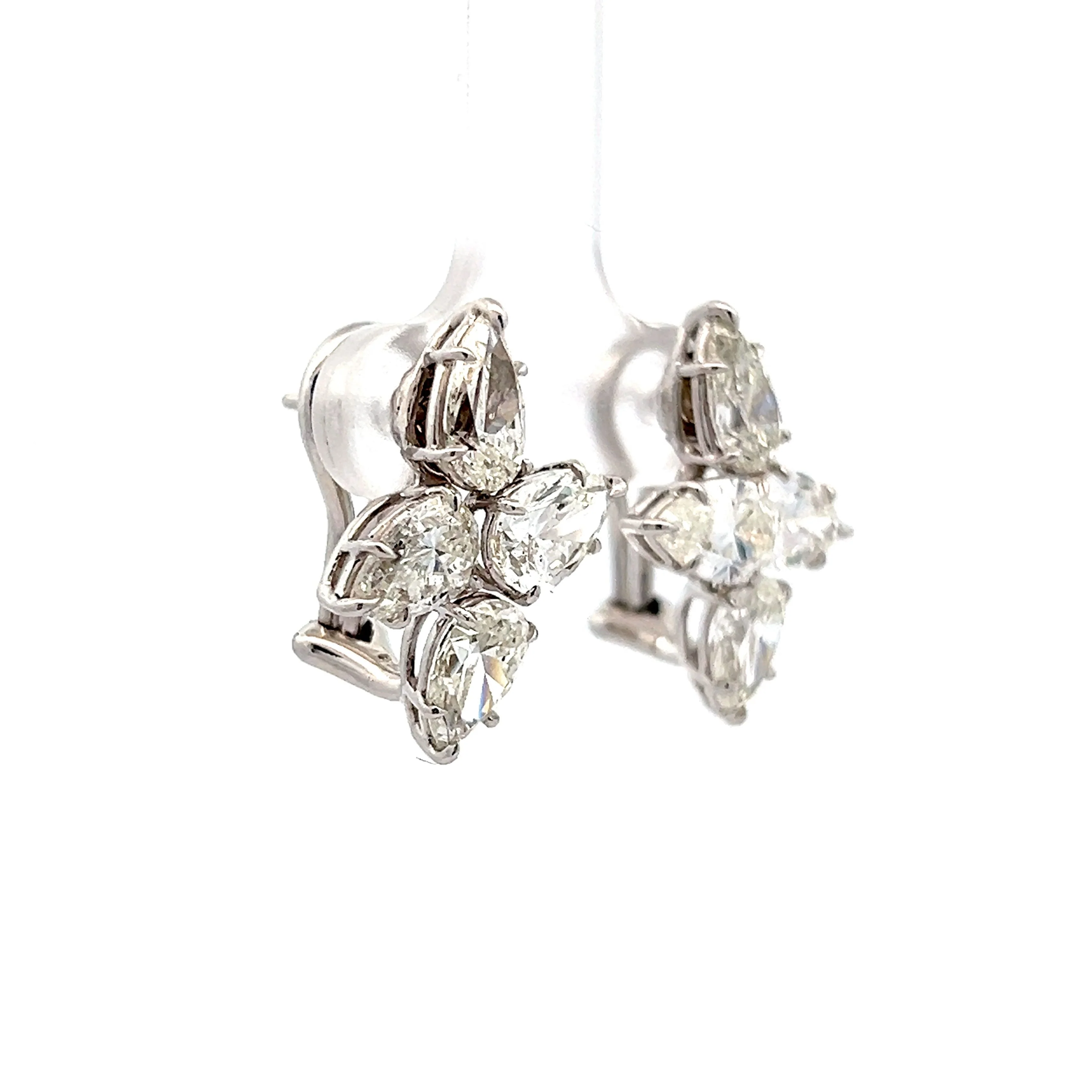 5.65 Pear Cut Diamond Cluster Earrings in 18k - Image 3