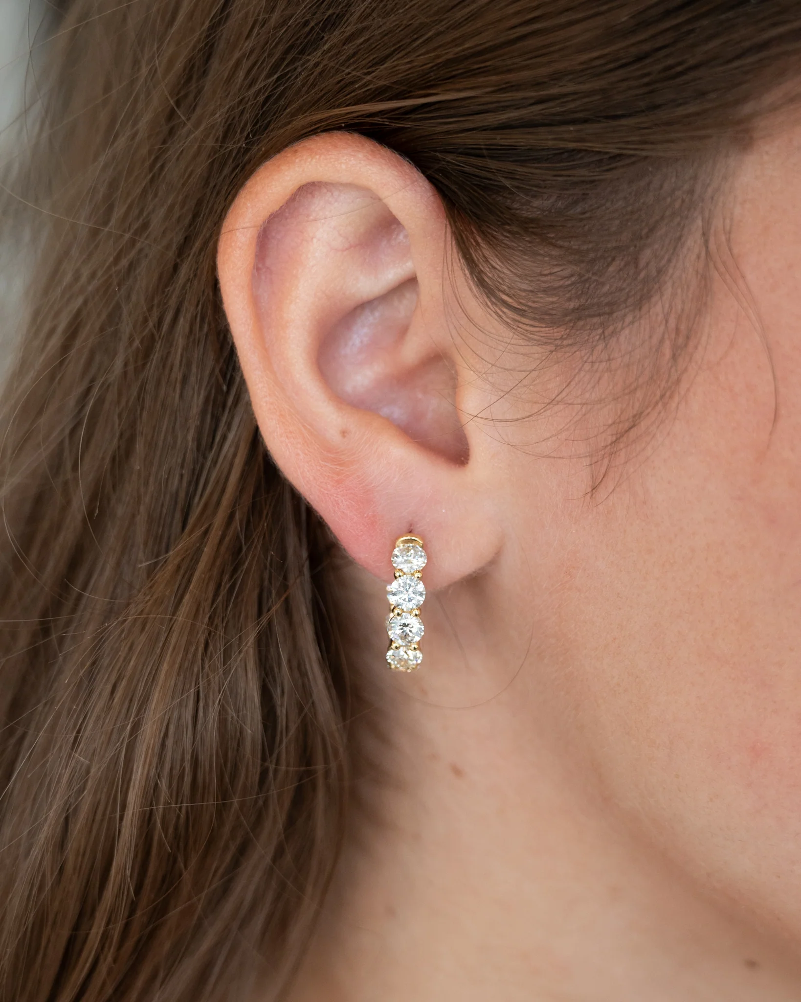 5.67 Inside-Out Diamond Hoop Earrings in 14k - Image 6