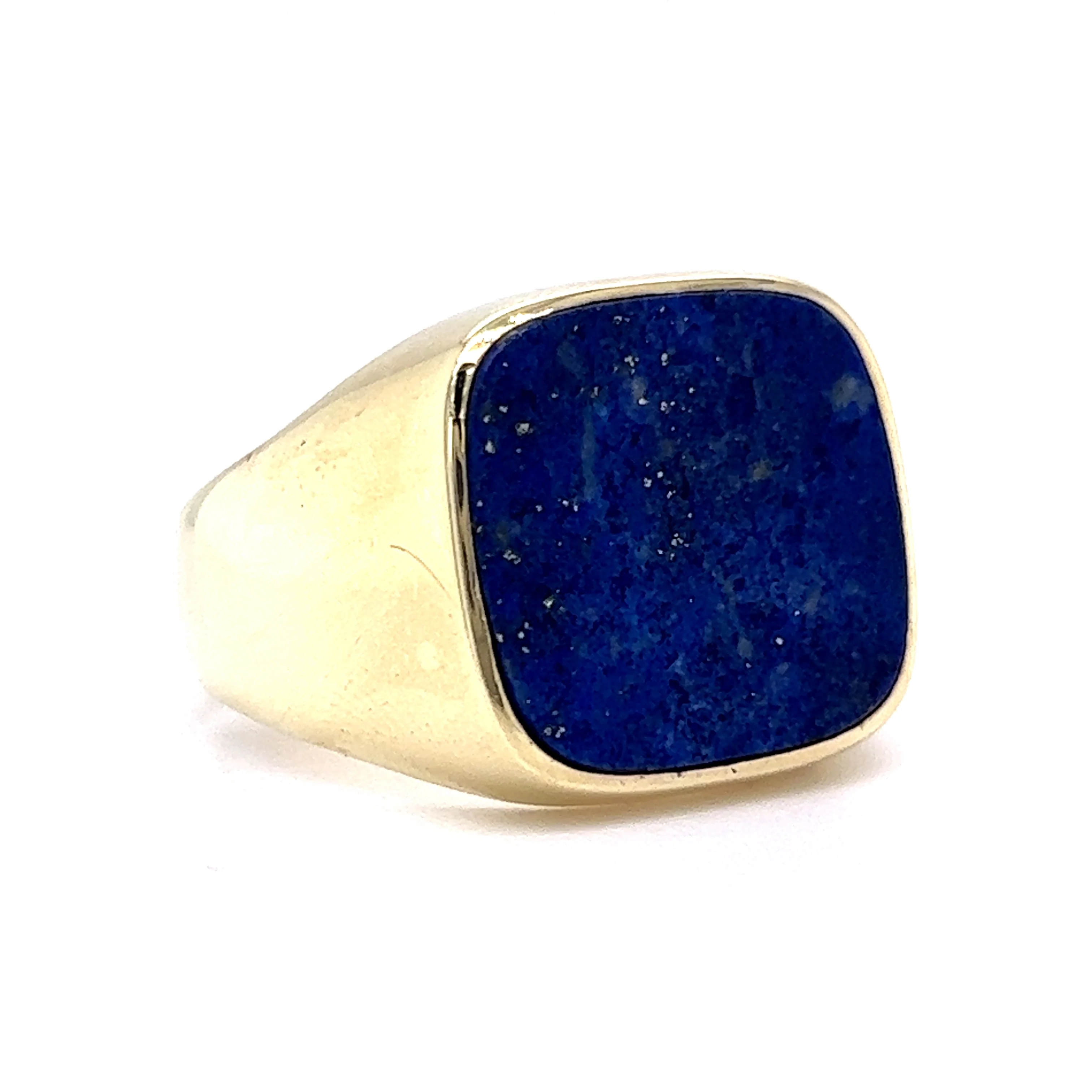 Vintage Men's Cabochon Lapis Lazuli Signet Ring in 14k Yellow Gold - Image 3