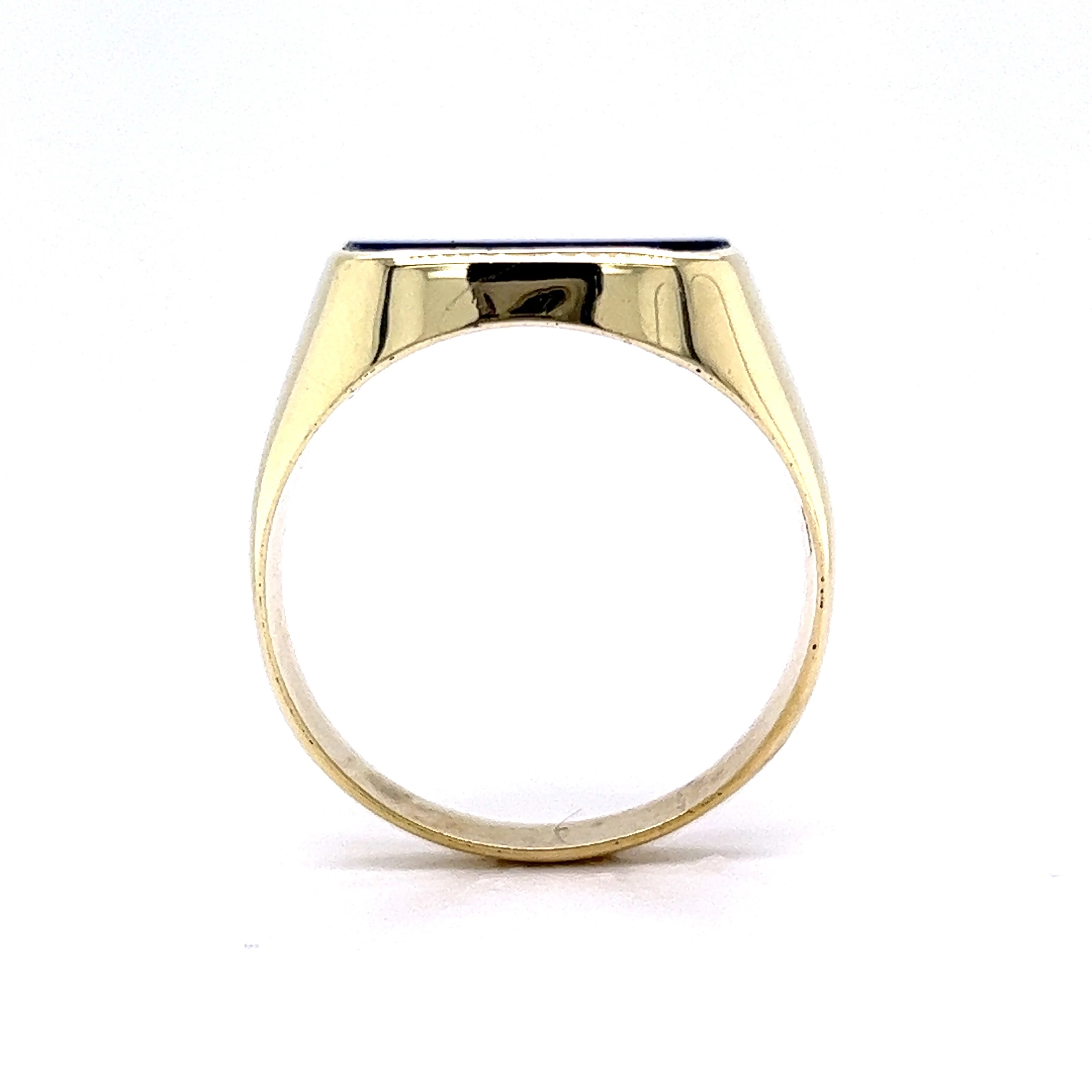 Vintage Men's Cabochon Lapis Lazuli Signet Ring in 14k Yellow Gold - Image 4