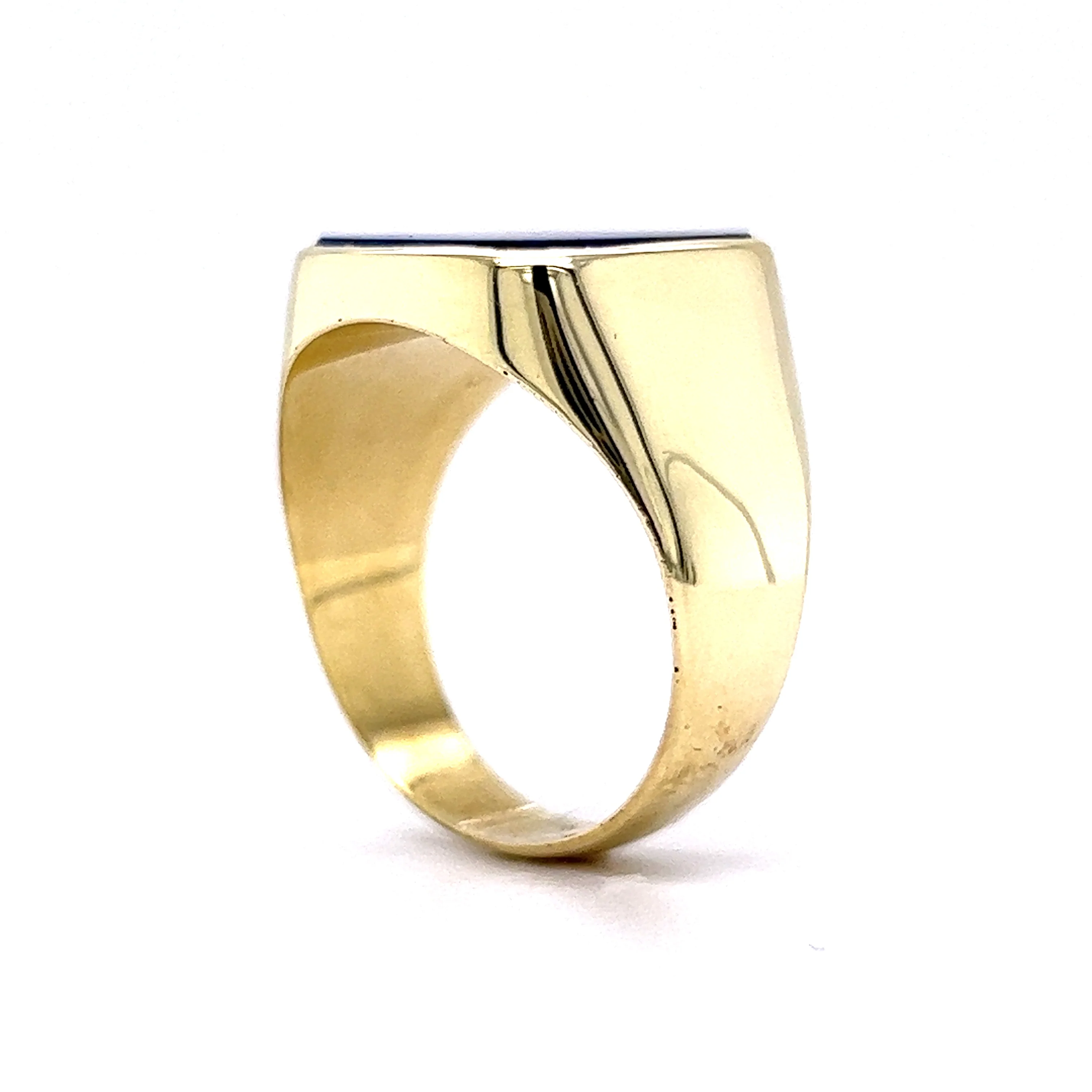 Vintage Men's Cabochon Lapis Lazuli Signet Ring in 14k Yellow Gold - Image 5