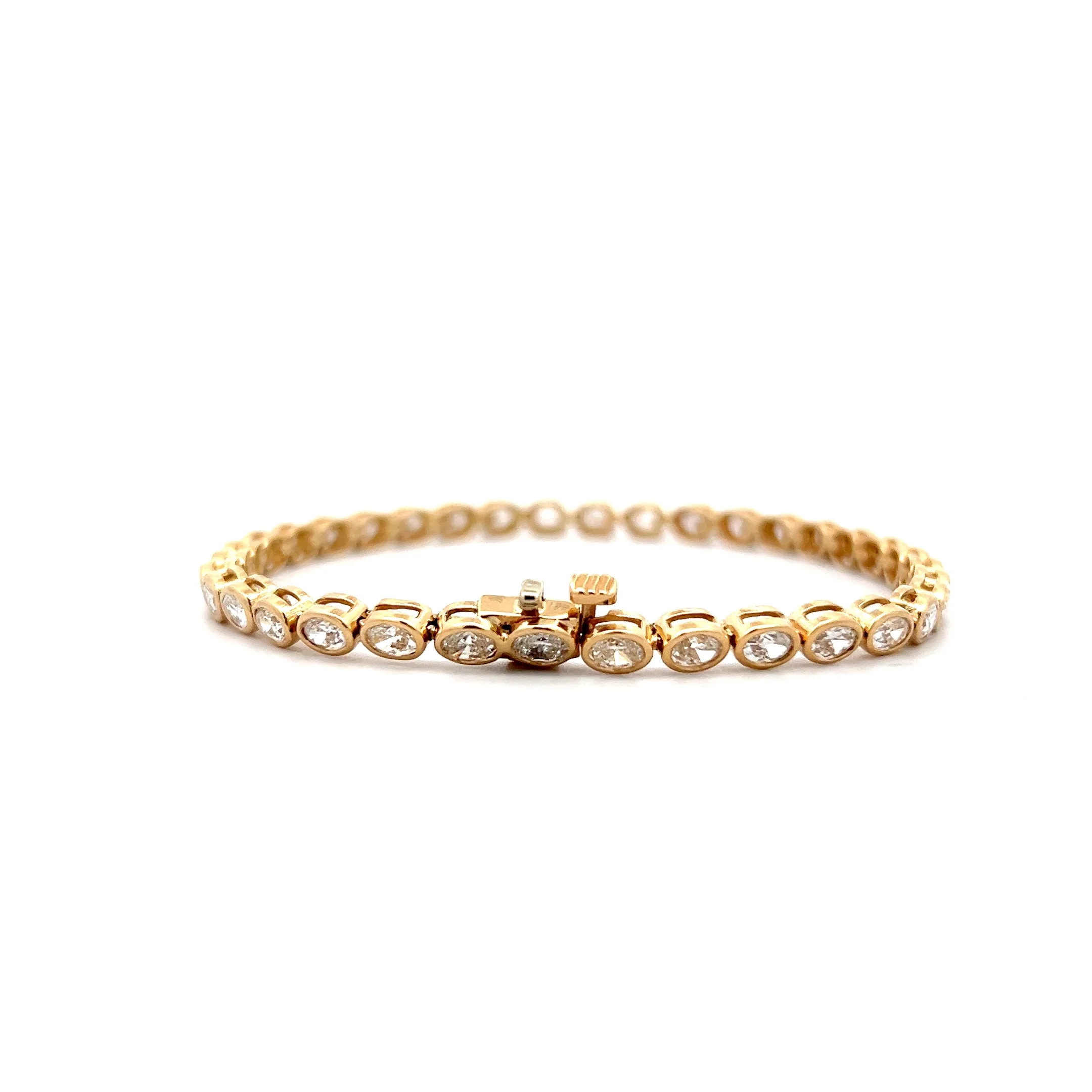 5.75 Oval Diamond Tennis Bracelet in 14k Yellow Gold - Image 4