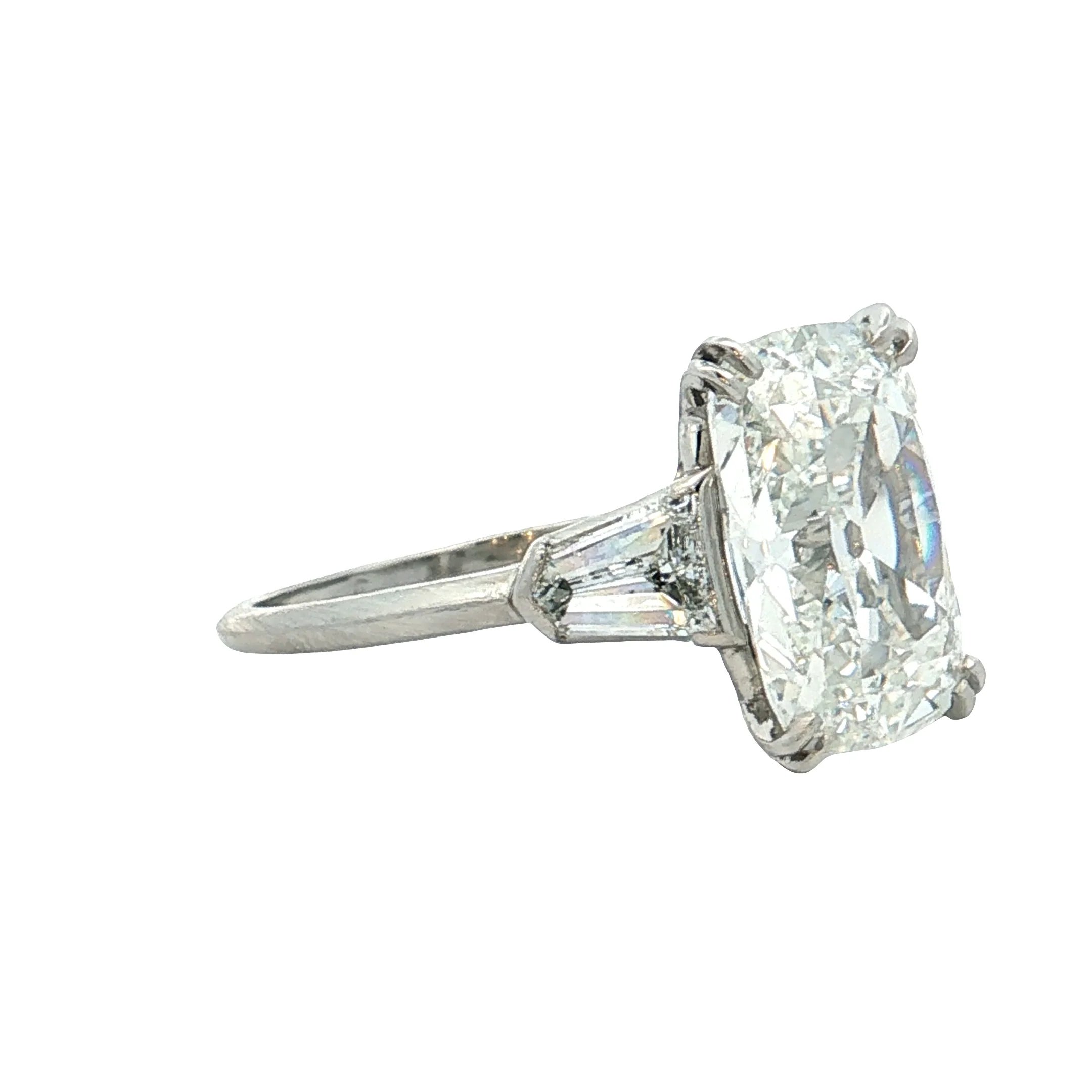 5.77 Vintage GIA Old Mine Cushion Diamond Engagement Ring Platinum - Image 3