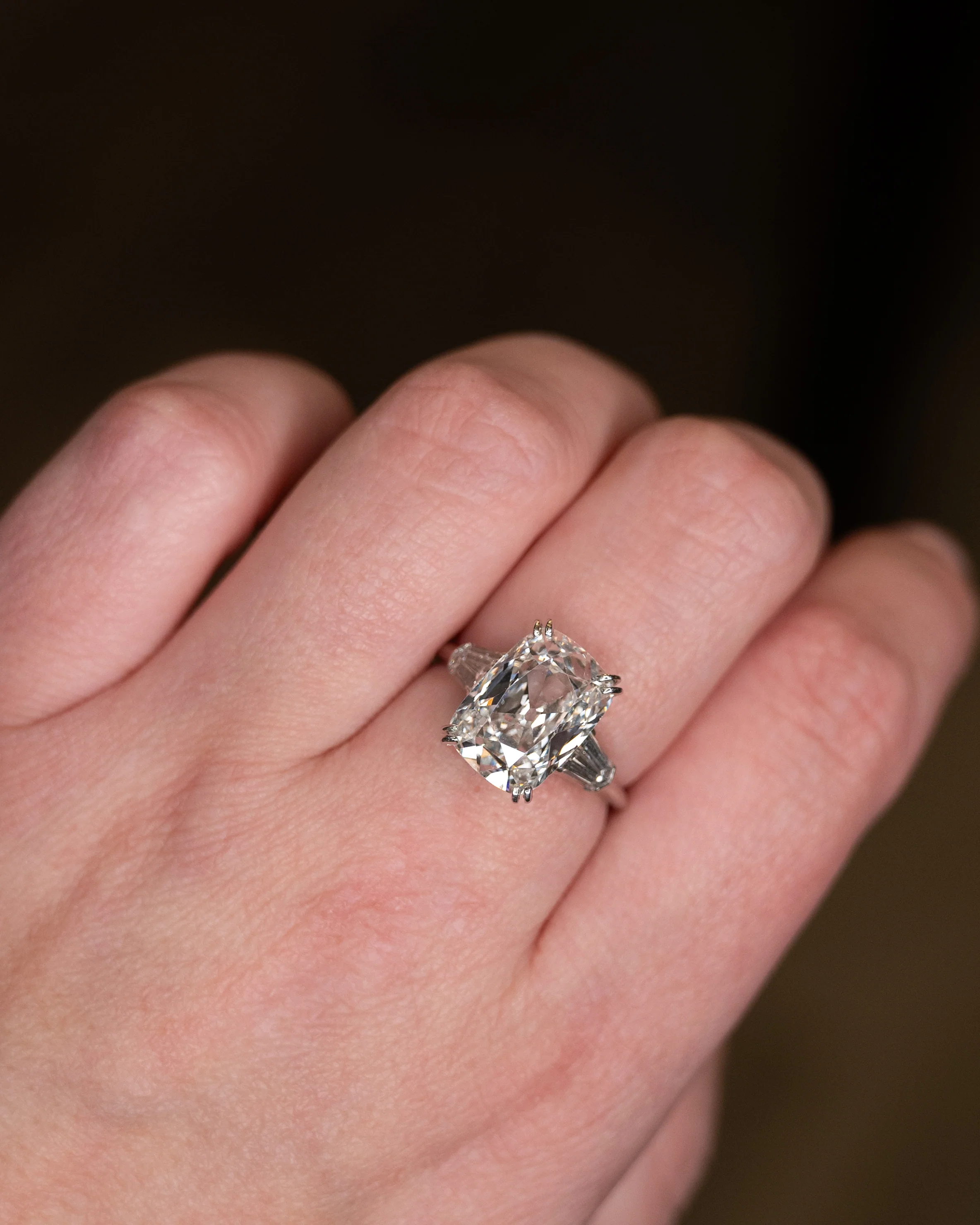 5.77 Vintage GIA Old Mine Cushion Diamond Engagement Ring Platinum - Image 6