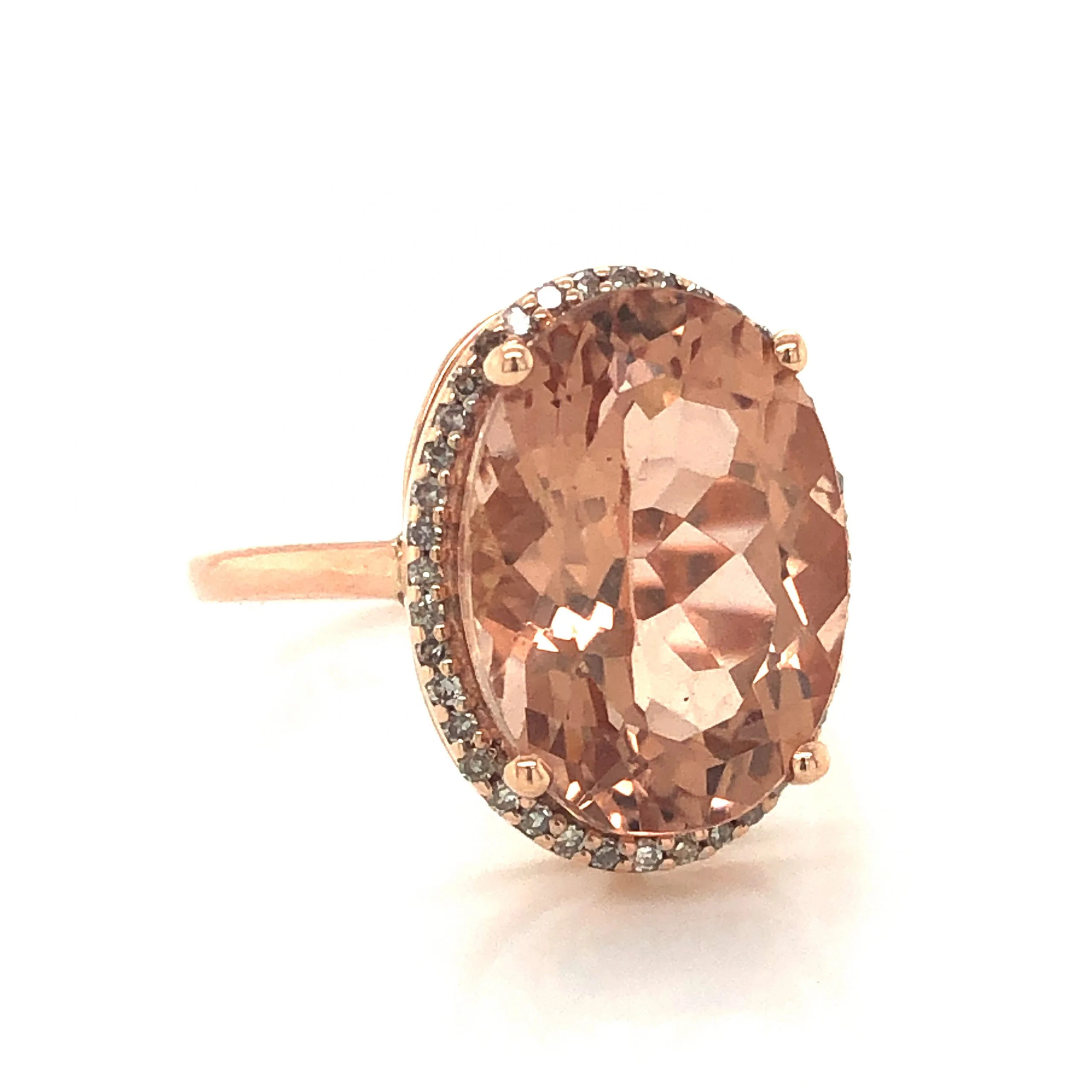 5.87 Oval Morganite & Diamond Ring in 14k Rose Gold - Image 3