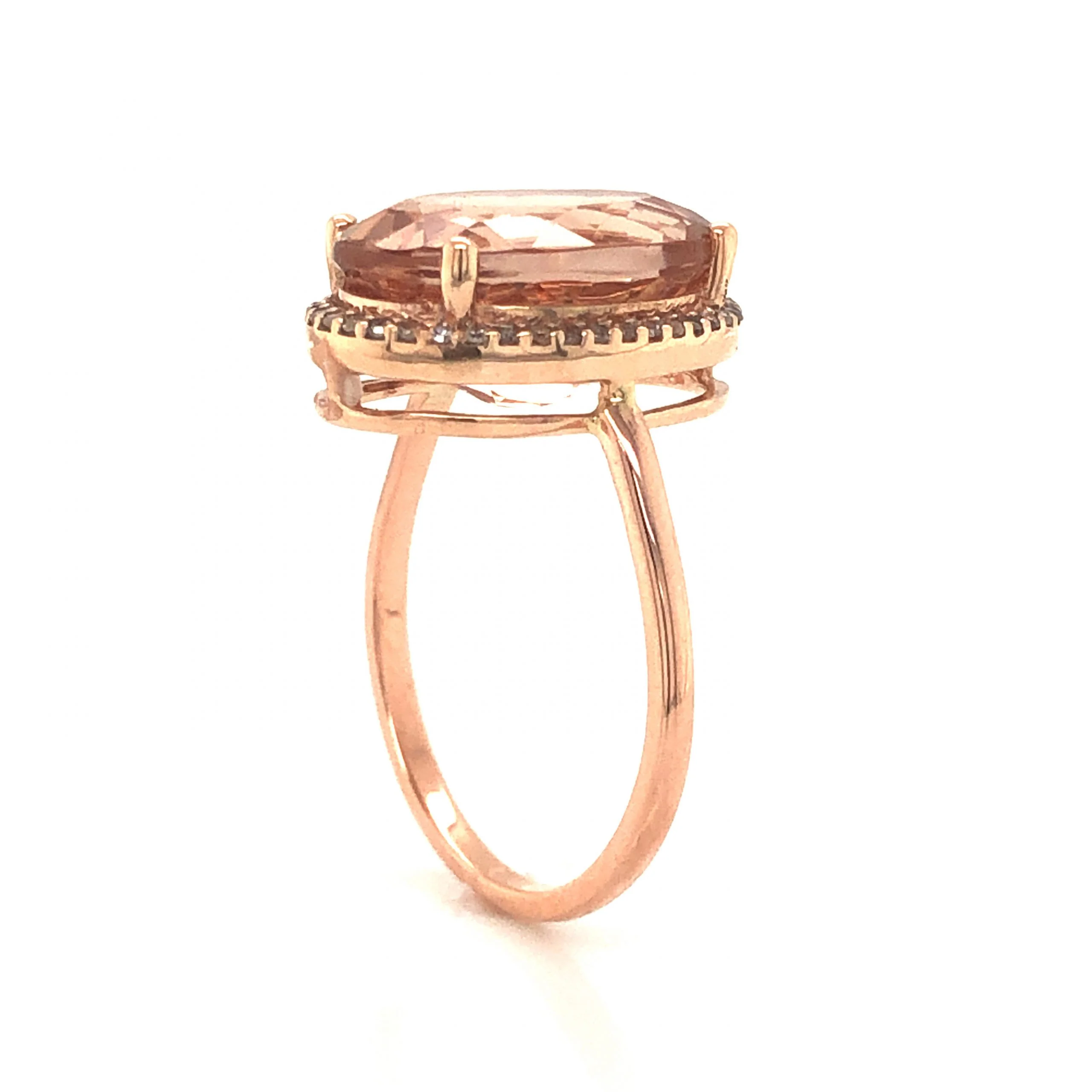 5.87 Oval Morganite & Diamond Ring in 14k Rose Gold - Image 4