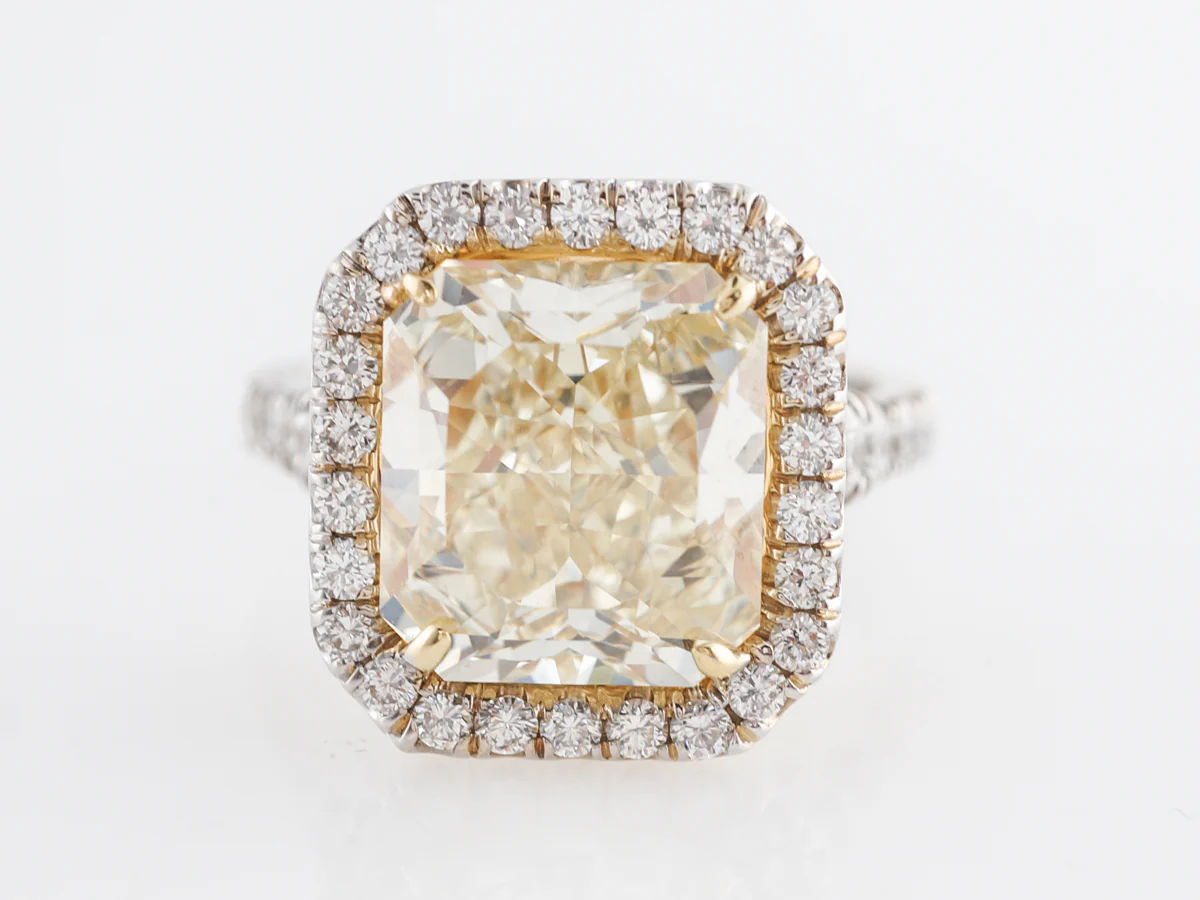 5.90 Carat Fancy Yellow Diamond Engagement Ring in Platinum & 18k