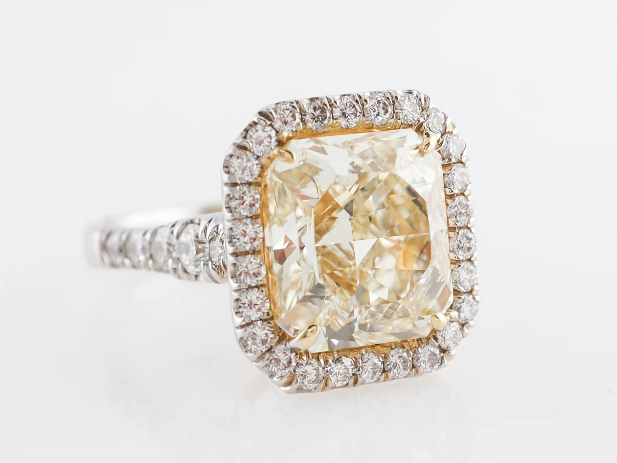 5.90 Carat Fancy Yellow Diamond Engagement Ring in Platinum & 18k - Image 3