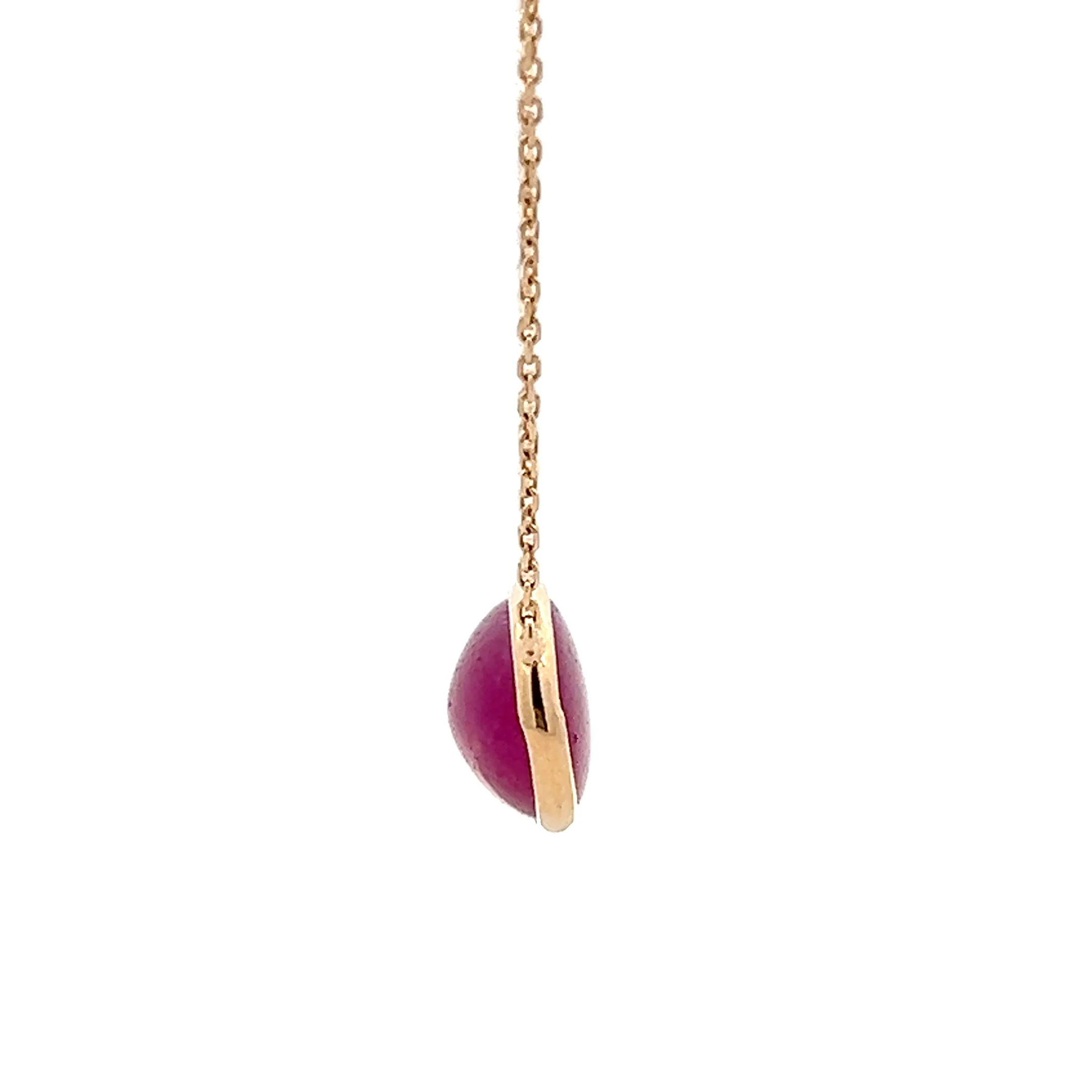 5.95 Cabochon Oval Ruby Necklace in 14k Yellow Gold - Image 2