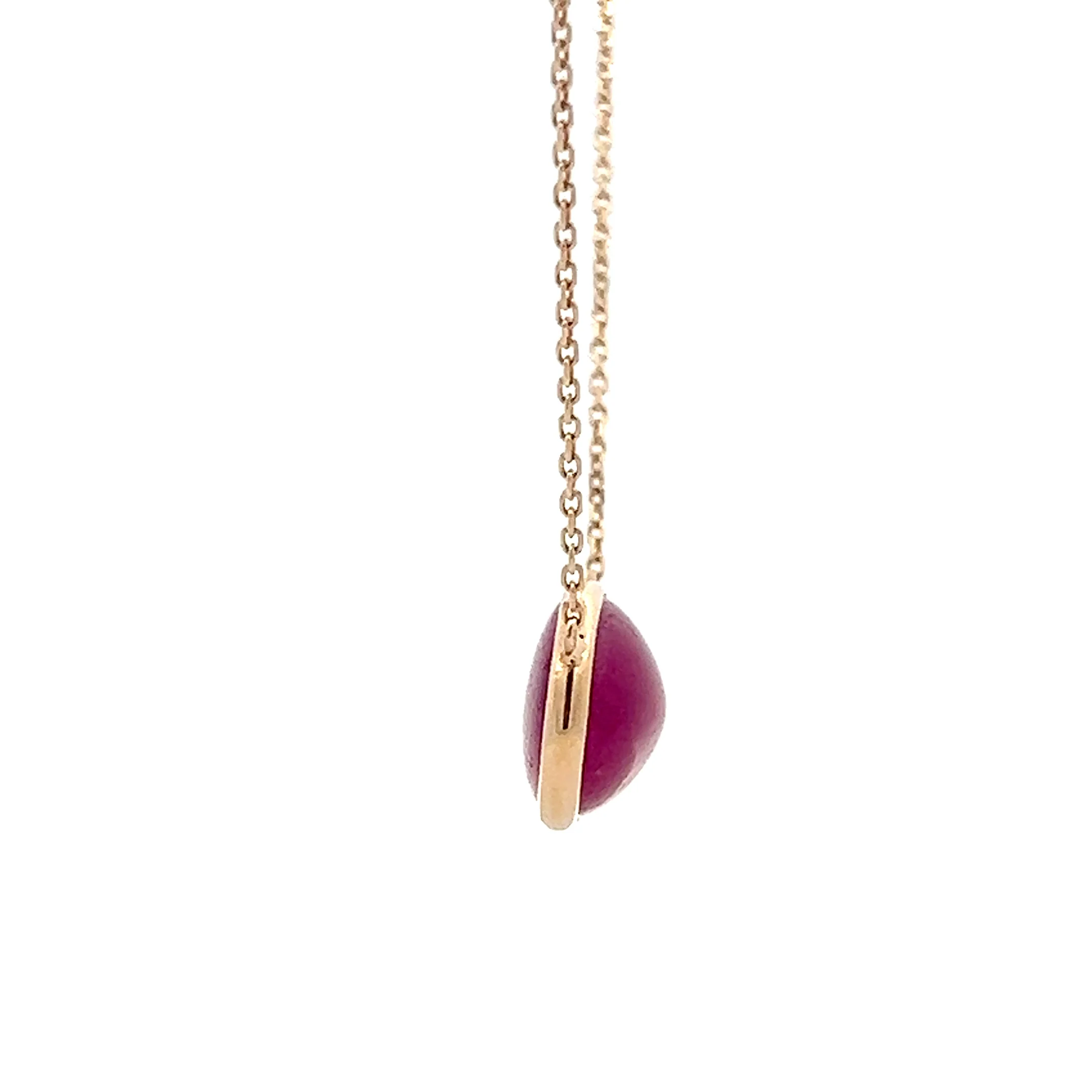 5.95 Cabochon Oval Ruby Necklace in 14k Yellow Gold - Image 3
