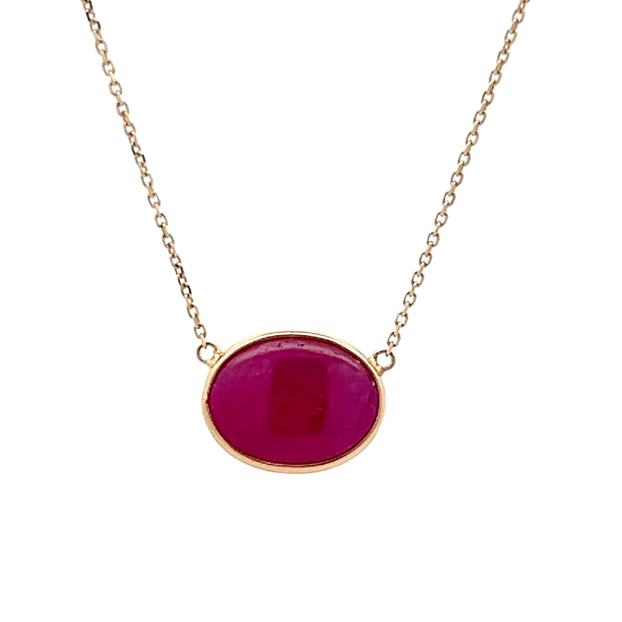 5.95 Cabochon Oval Ruby Necklace in 14k Yellow Gold - Image 4
