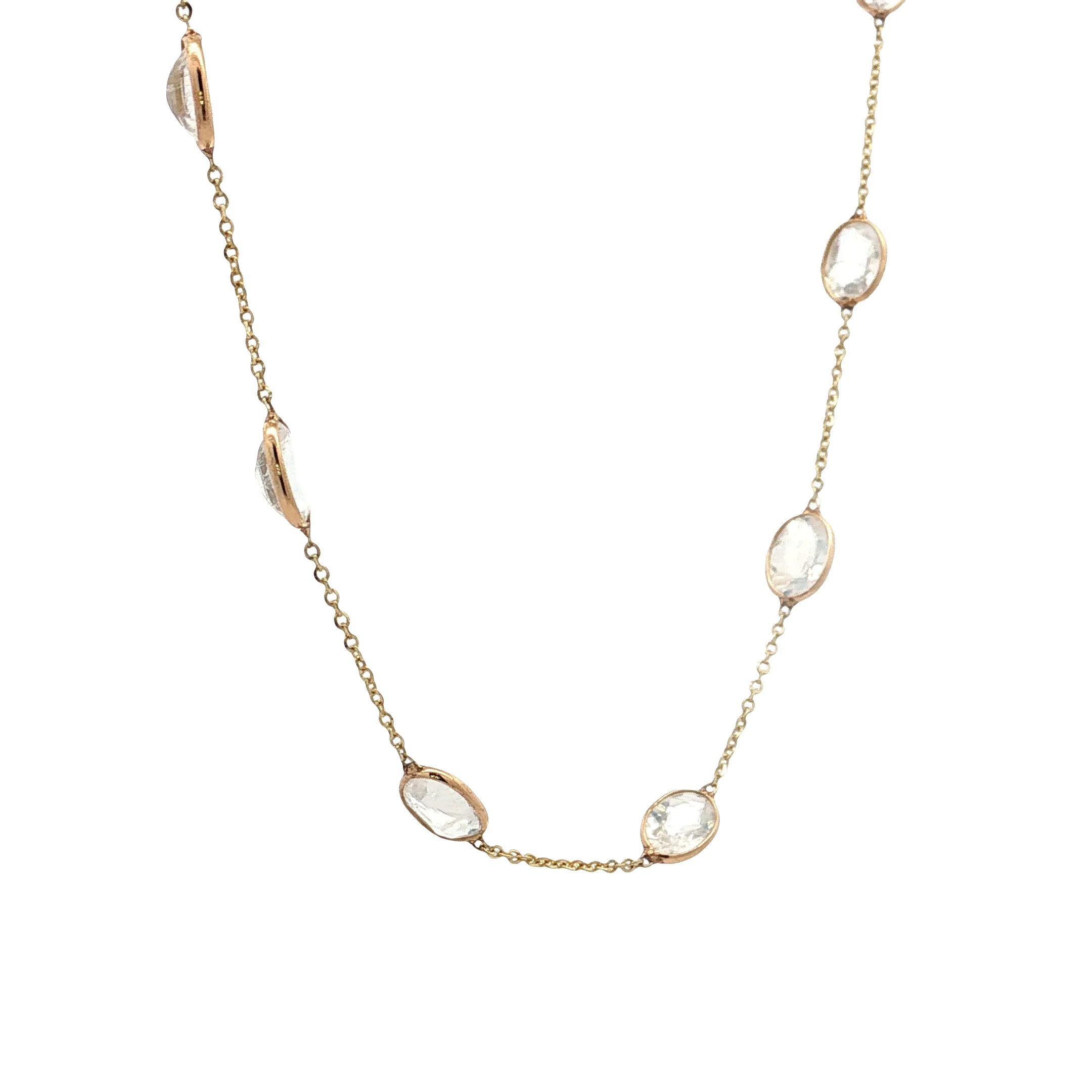 5.95 Oval Cut Moonstone Necklace 14k Yellow Gold - Image 3