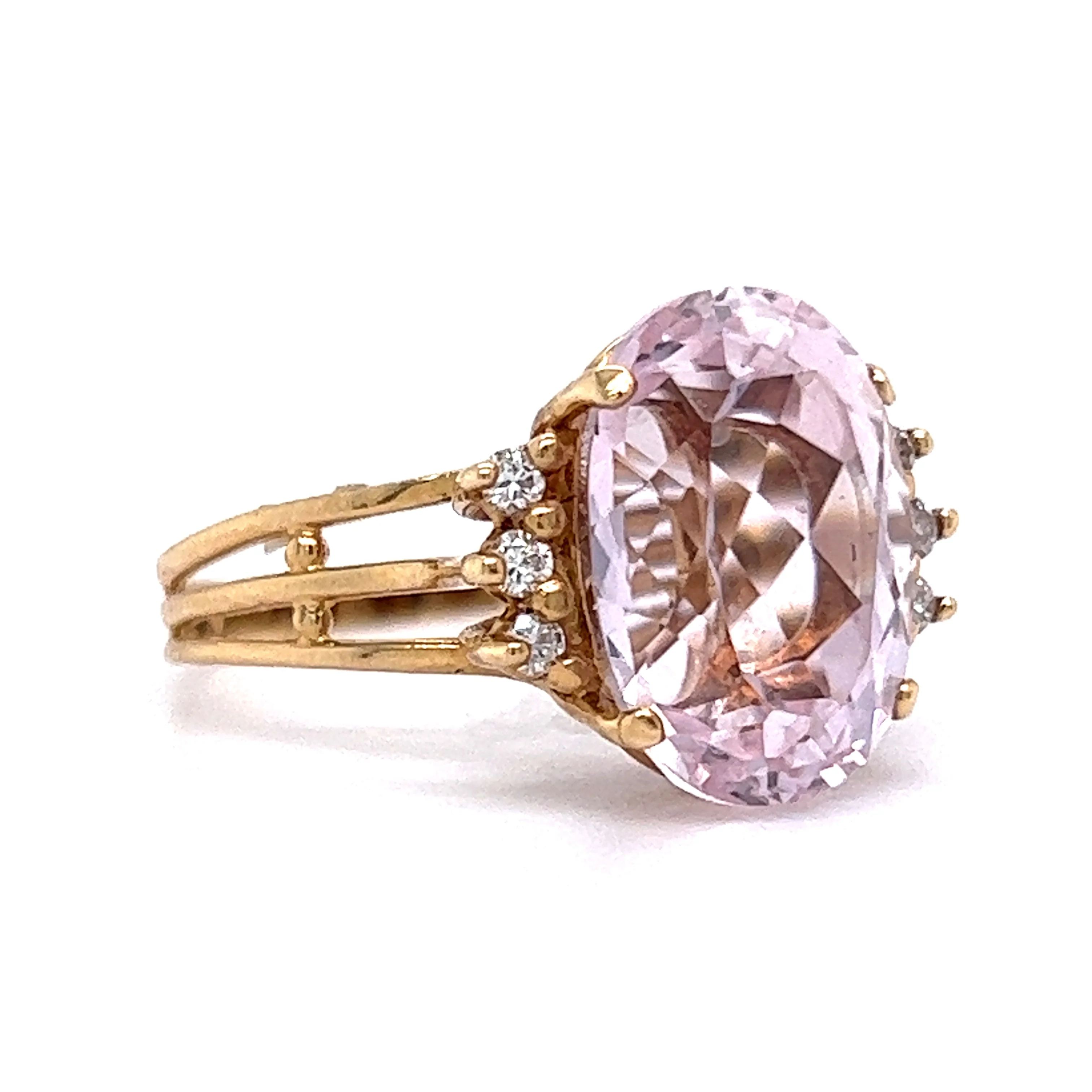 5.99 Vintage Kunzite Cocktail Ring in 14k Yellow Gold - Image 3