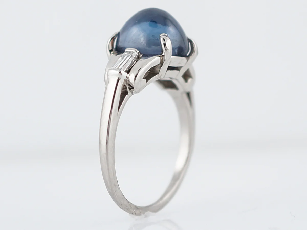 5 Carat Vintage Blue Sapphire Engagement Ring - Image 5