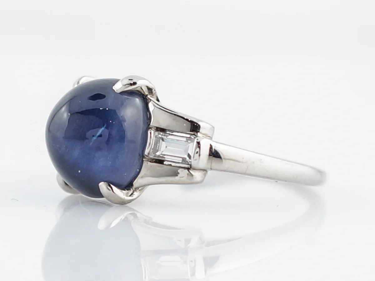 5 Carat Vintage Blue Sapphire Engagement Ring - Image 2