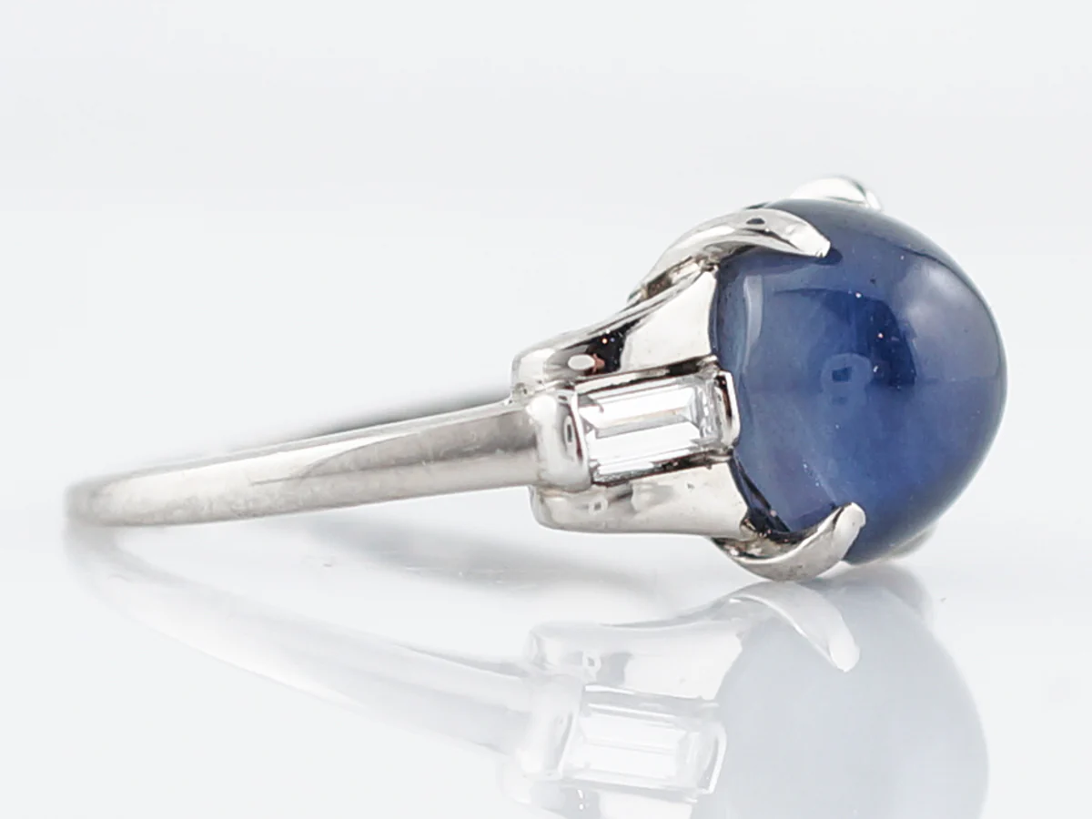 5 Carat Vintage Blue Sapphire Engagement Ring - Image 3