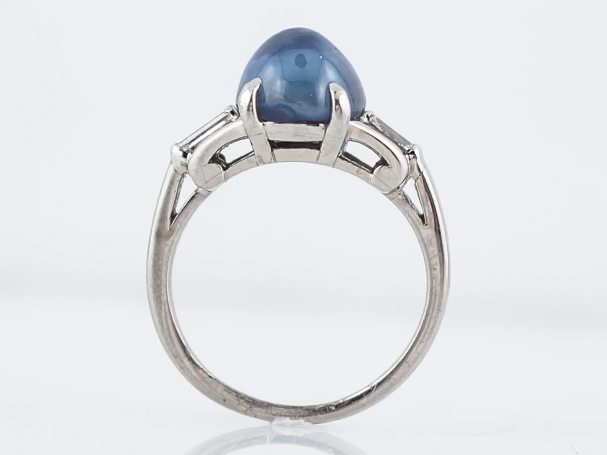 5 Carat Vintage Blue Sapphire Engagement Ring - Image 4