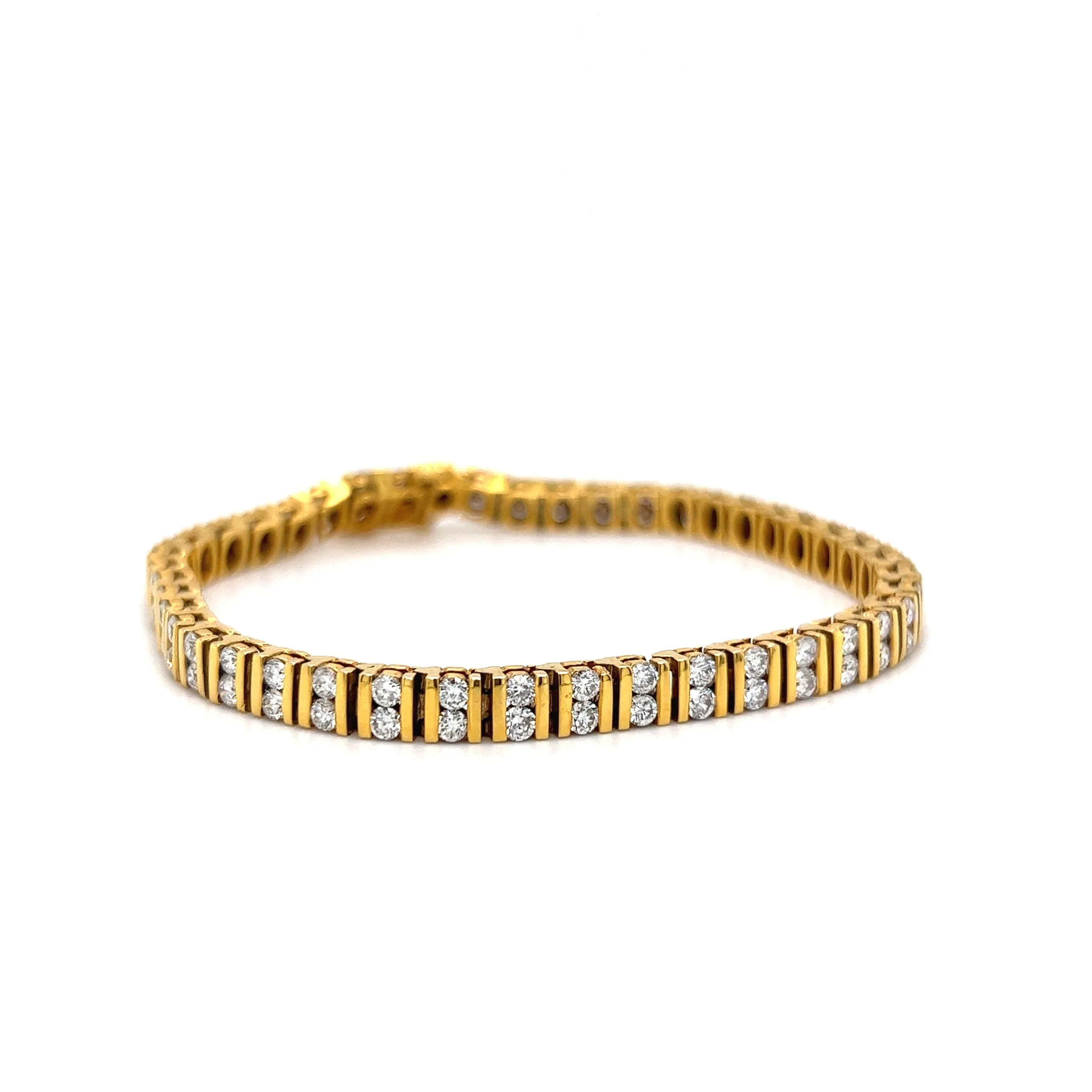 5 Carat Bar Set Diamond Tennis Bracelet in 14k Yellow Gold - Image 3