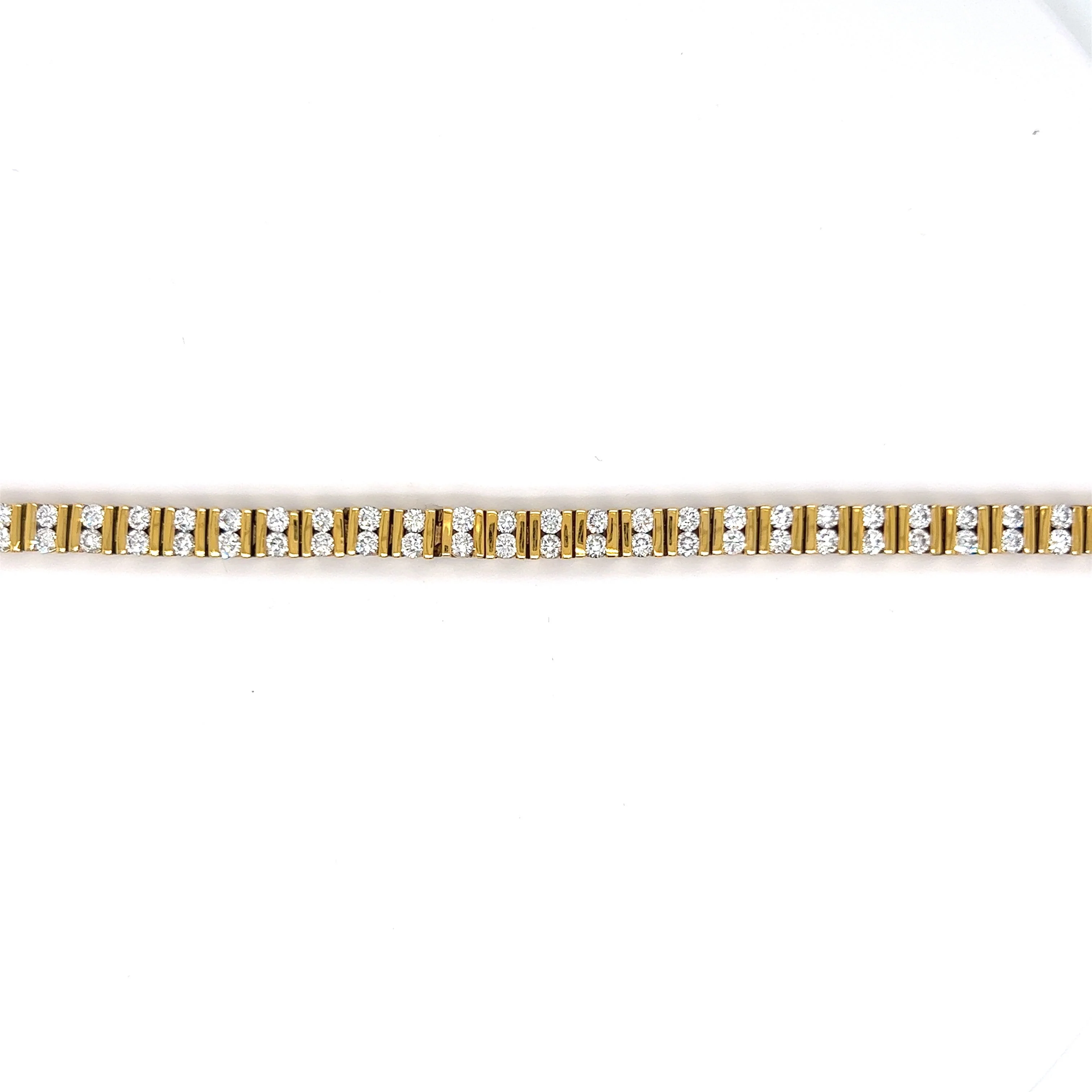 5 Carat Bar Set Diamond Tennis Bracelet in 14k Yellow Gold - Image 4