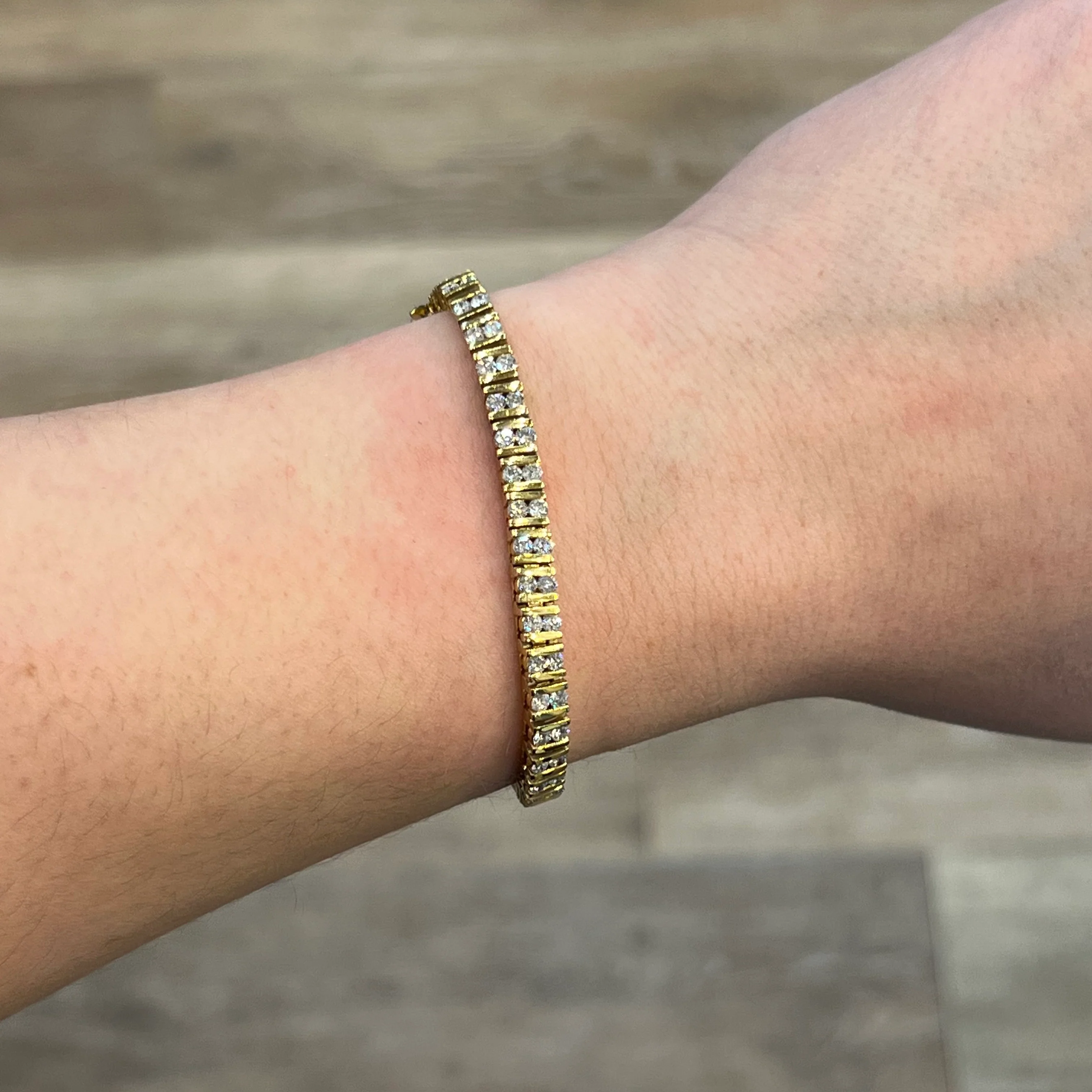 5 Carat Bar Set Diamond Tennis Bracelet in 14k Yellow Gold - Image 5